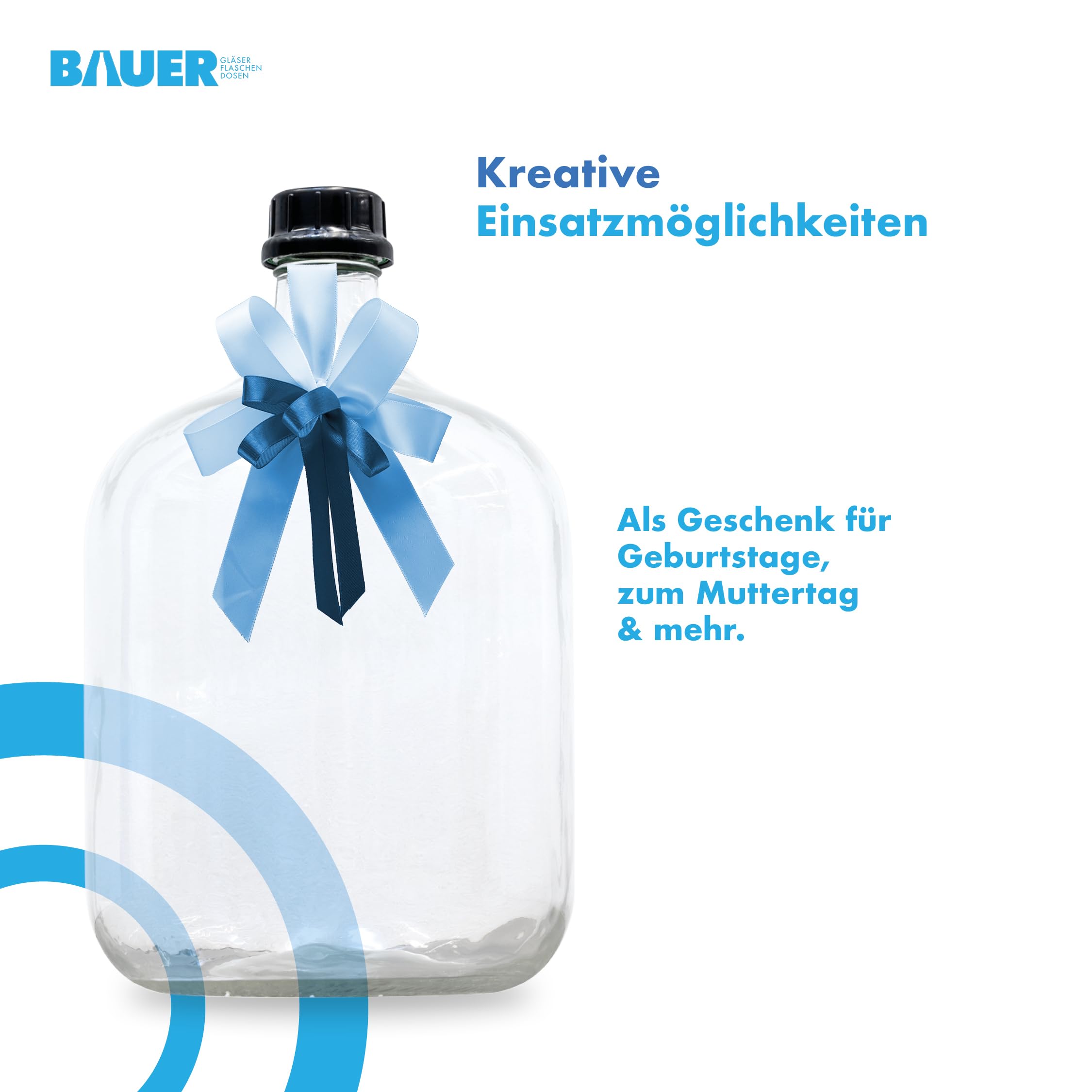 Flaschenbauer Ballonflasche 25L mit Schraubverschluss und Tragegurt - Glas Gärballon - ideal für Obstwein, Spirituosen, Saftlagerung - robust & sicher - hochwertiger Gärbehälter für Hobbybrenner
