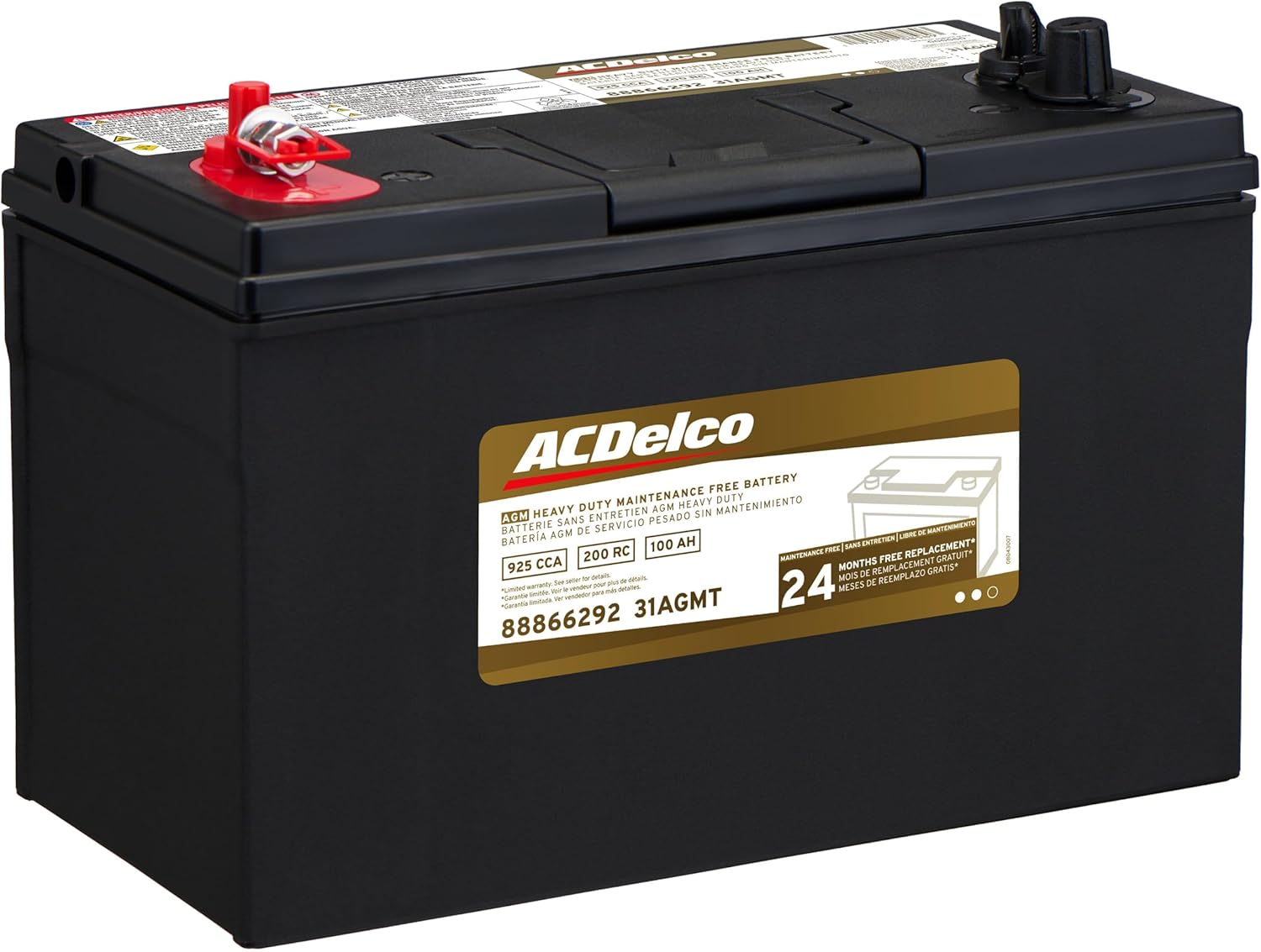 ACDelco Gold 31AGMT (88866292) 24 Month Warranty Heavy Duty AGM BCI Group 31 Battery