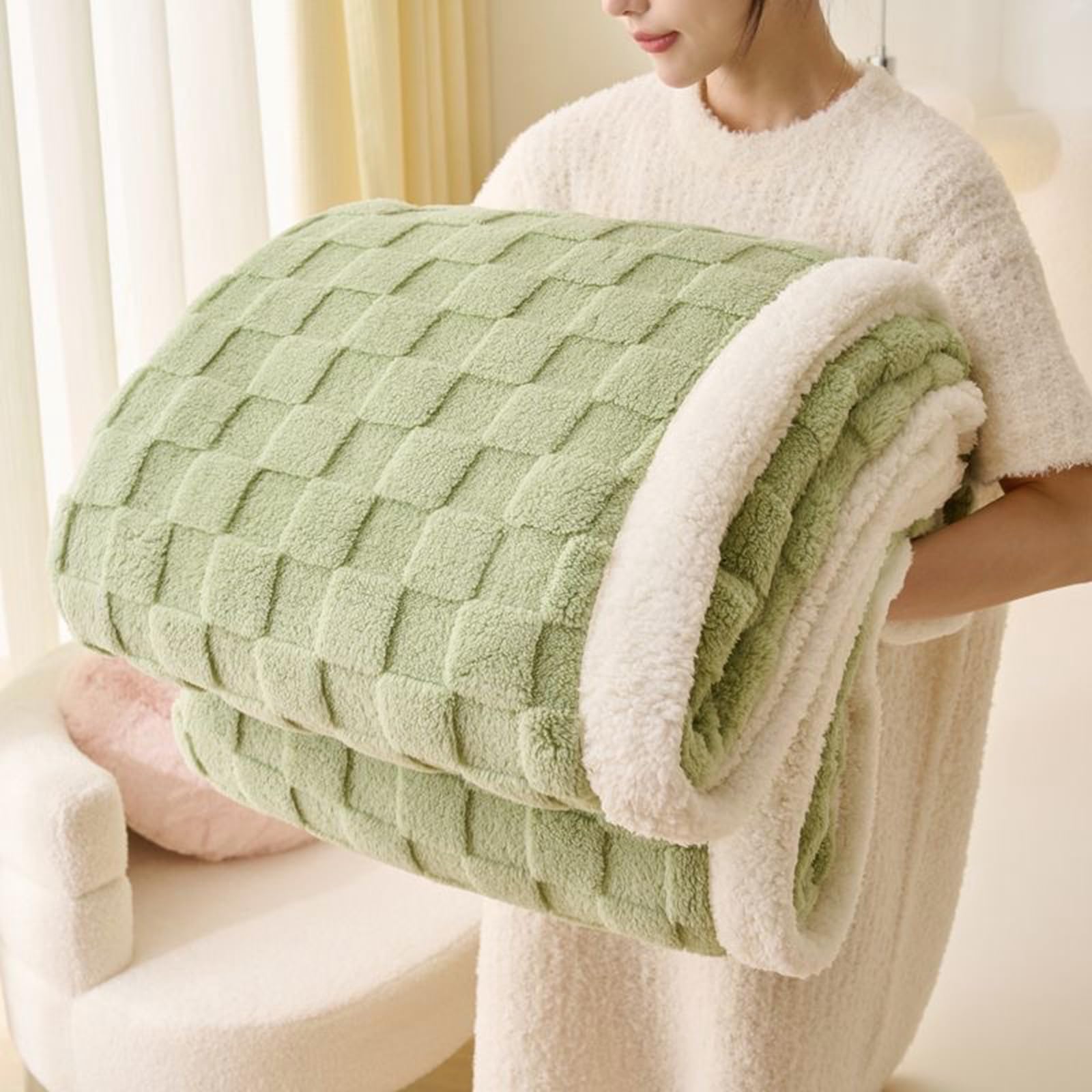 Gracelife Sherpa Blanket Throw Fleece Blanket Double