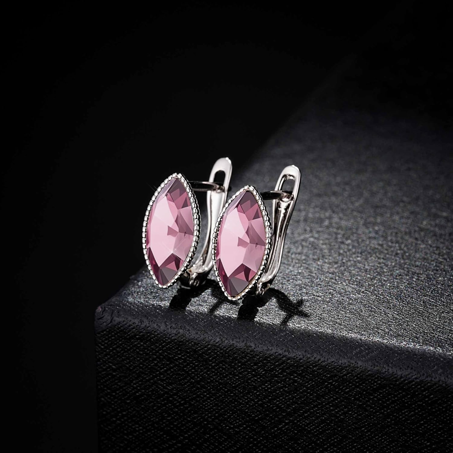 EVEVIC Austrian Crystal Marquise Leverback Drop Earrings for Women Trendy 14K White Gold Plated Hypoallergenic Dangle Earring Jewelry Gift - Image 6