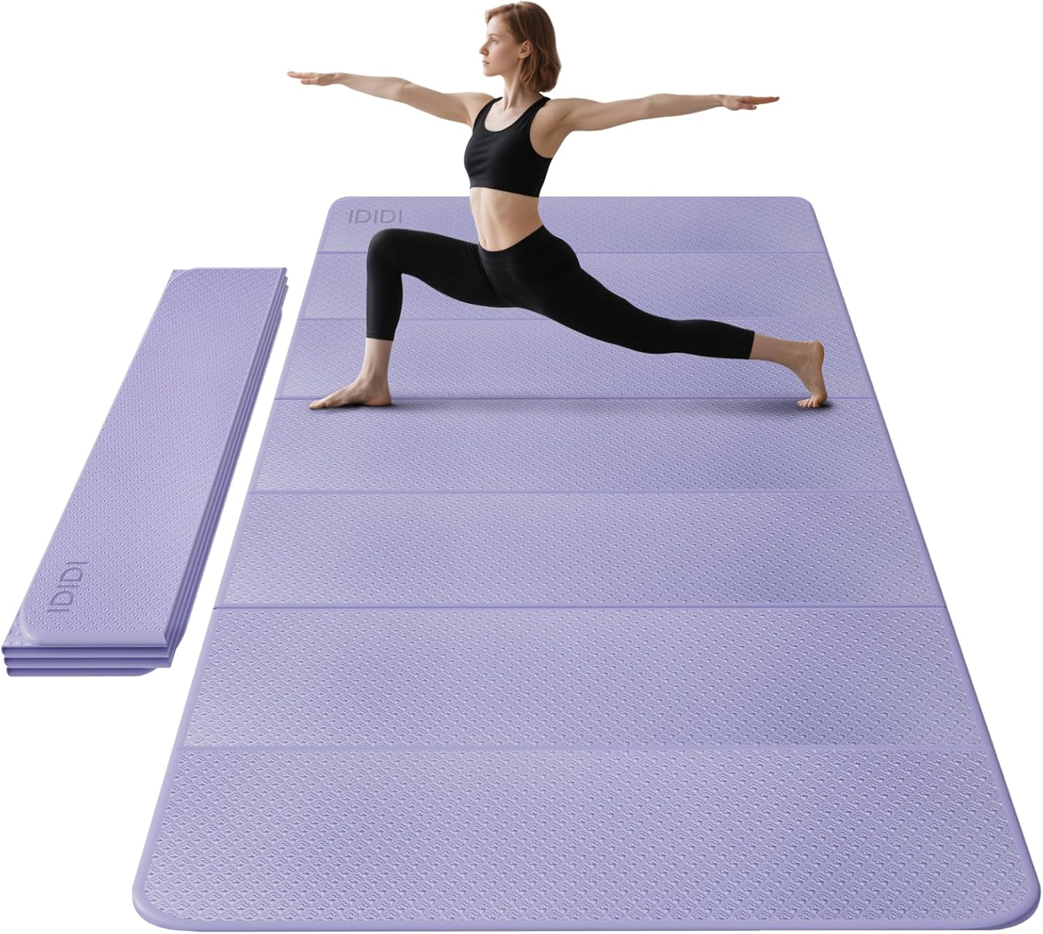Foldable Yoga Mat Extra Thick & Large (74.0" x 47.2" x 0.4"), Double-Sided Non-Slip Lightweight Fitness & Pilates Mat, 10mm Thick Wide Exercise Mat for Men Women Kids, Portable Workout Mat for Gym, Studio, Travel, Home & Parent-Child Use