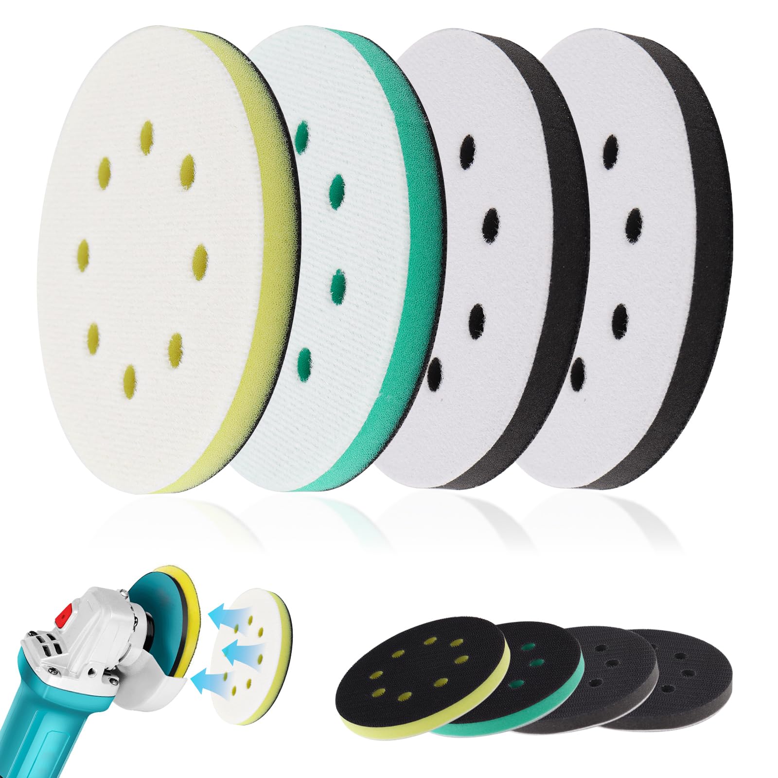 4 Tampons Interface 125 Mm Pour Ponceuse – En éponge Douce, Auto-agrippants, Compatibles Ponceuses électriques Et Pneumatiques