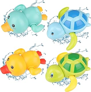 Baby Bath Toys, 4 Pcs Baby Bath Tub Toys Wind-up Toys Paddling Pool Toys Floating Swimming Ducks & Turtles Water Toys for Toddler Kids Girls Boys Bath-time Shower Gifts