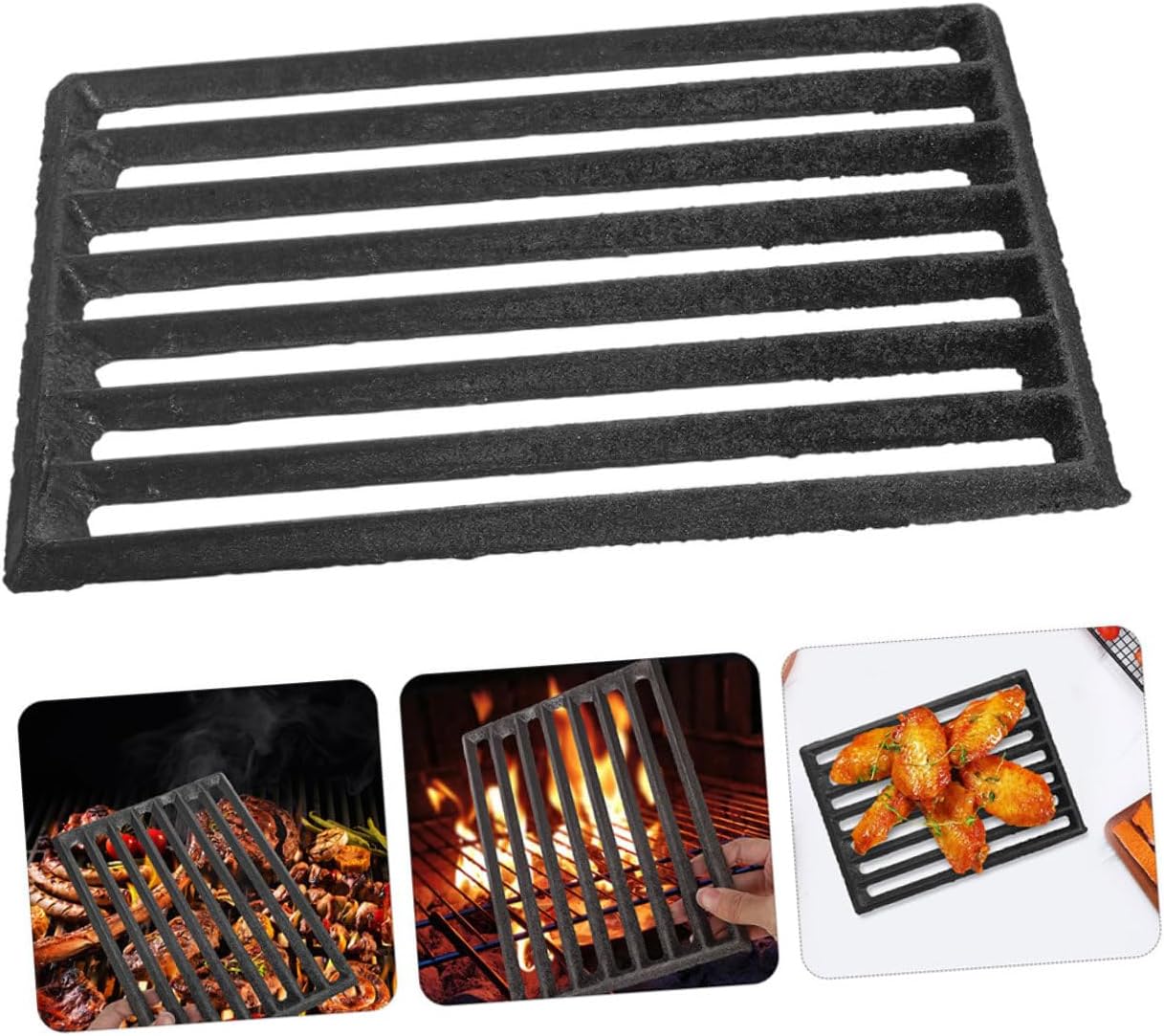 Black Iron Stove Channel Grate for Firewood Fireplace Use