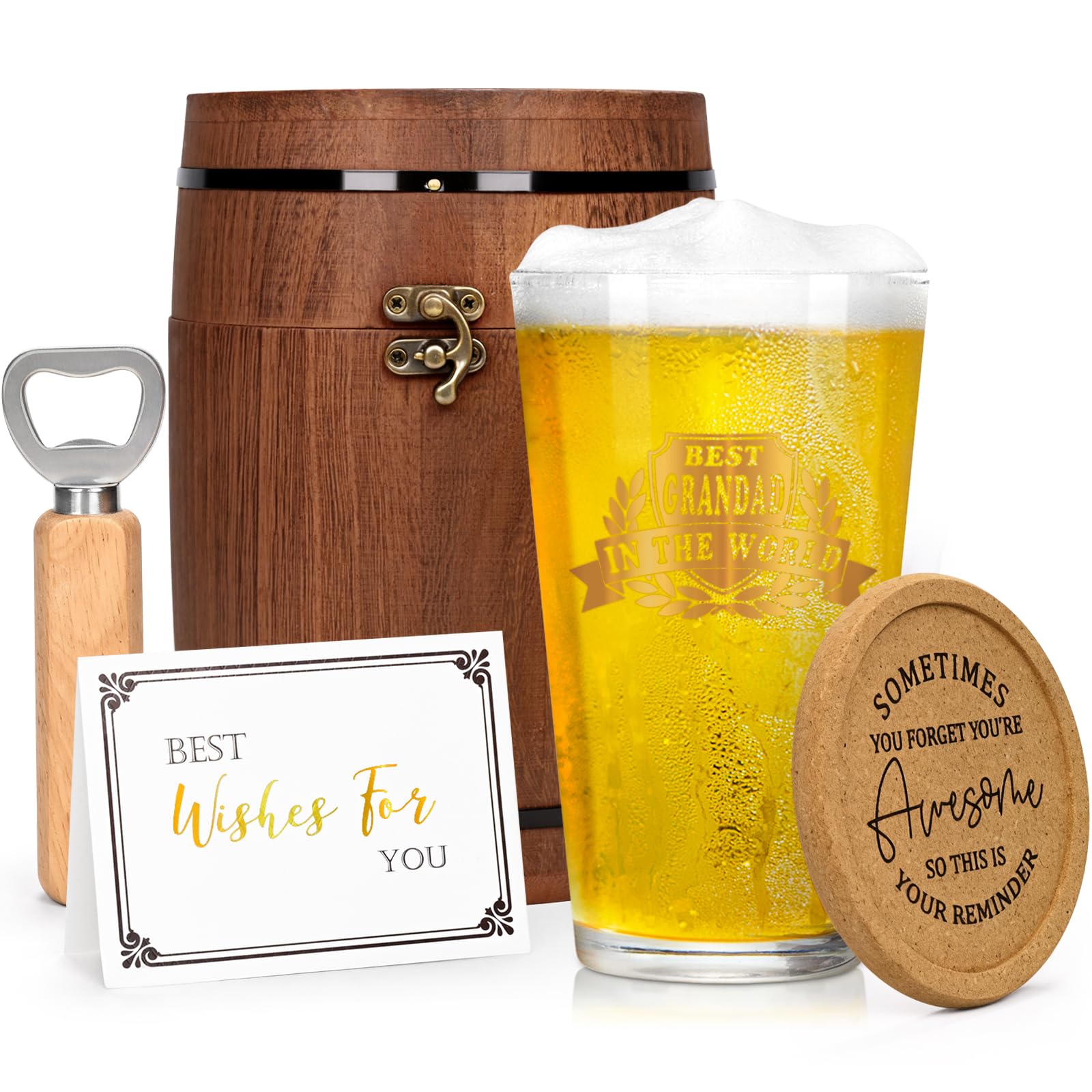 Joymaking Beer Glass Gifts for Grandad, Grandad Gifts Christmas Birthday Glass 460ml