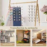 Vista 5 de Perchas para pantalones con clips, organizador de armario colgante de ahorro de espacio de 6 niveles, perchas para faldas con gancho giratorio