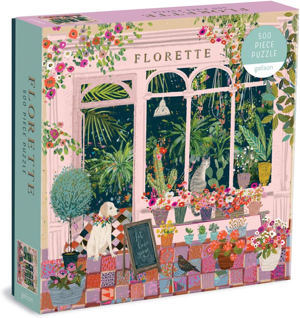 Florette Puzzle, 500 Pieces, 20” x 20” – Floral Jigsaw Puzzle with a Beautiful Illustration by Victoria Ball – Thick Sturdy Pieces, Challenging Family Activity, Makes a Great Gift