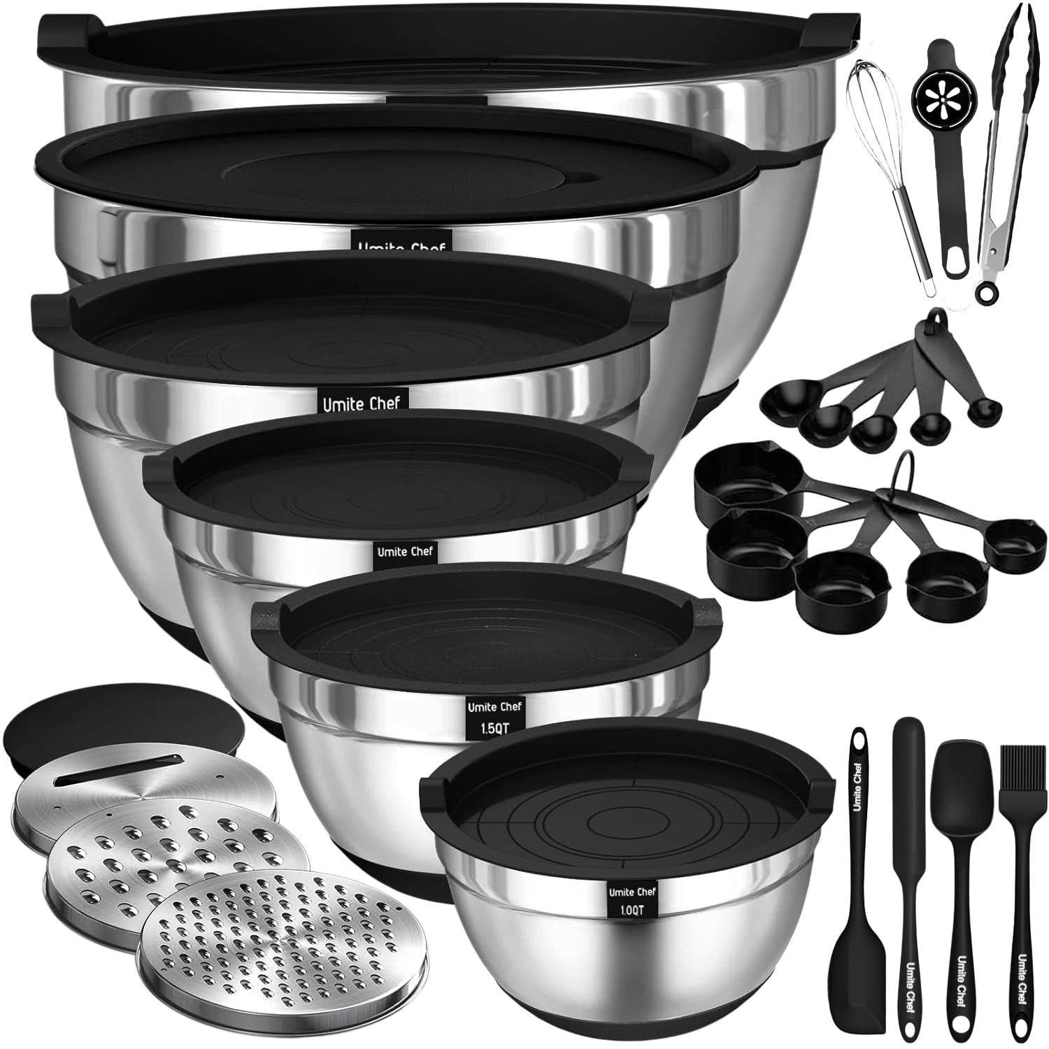 Thickened Heavy-Duty 26pcs Stainless Steel Bowl, Mixing Bowl Set with Lid,