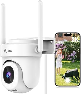 Ajex 3K/5MP Security Camera Outdoor with 300Lm Floodlight for Color Night Vision, 2.4G&5G Wifi CCTV Camera Outdoor,PTZ Wifi Security Camera with 2-Way Audio,Auto Track,IP66 Waterproof,Work with Alexa