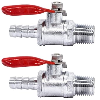 YOUHO NPT 1/4 to 1/4 Hose Barb Straight Through Forged Brass Micro-Cut Ball Valve Without check, 1/4 Hose 2PCS