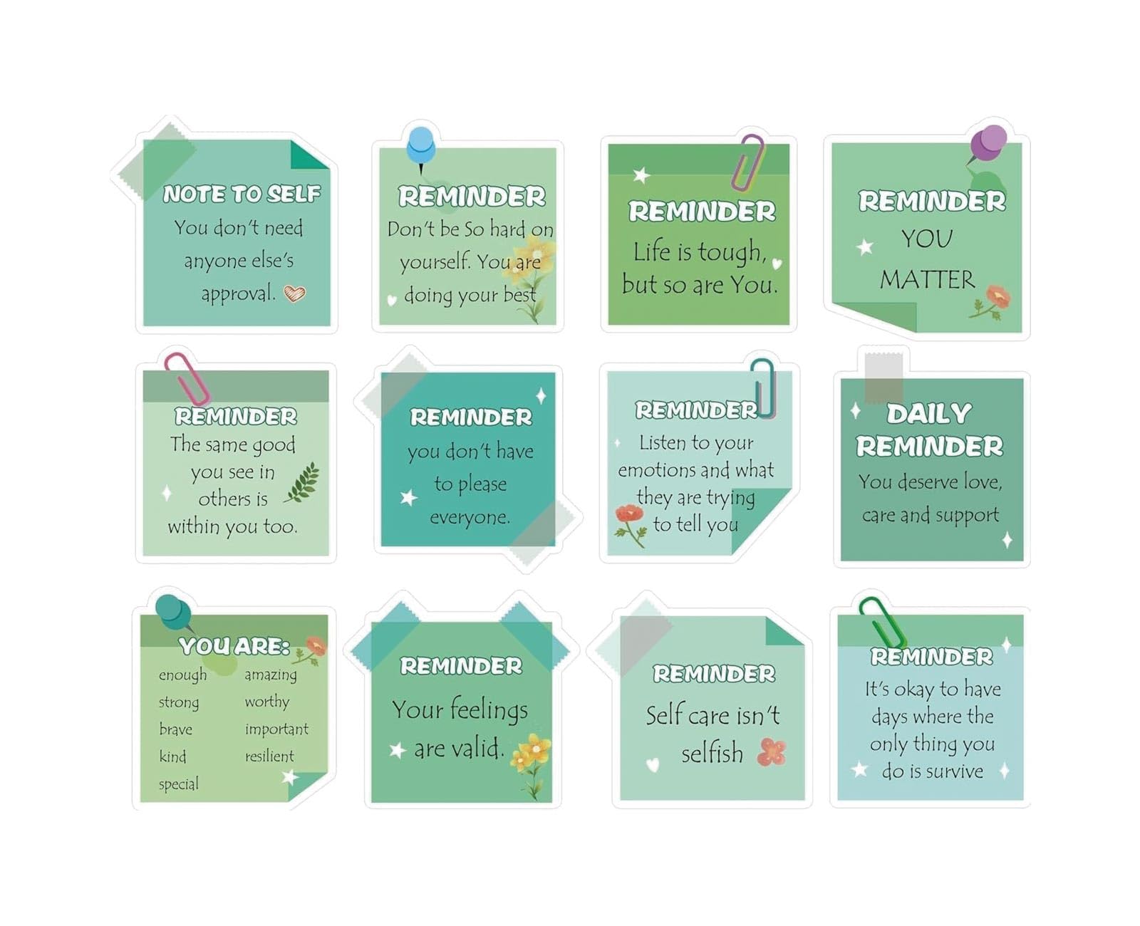 240 Pcs Mental Health Awareness Stickers Reminder Decals Laptop Water Bottle Positive Stickers - 3 Inch Psychology Affirmations Feelings Mental Health Sticker for Adult Kids Youth