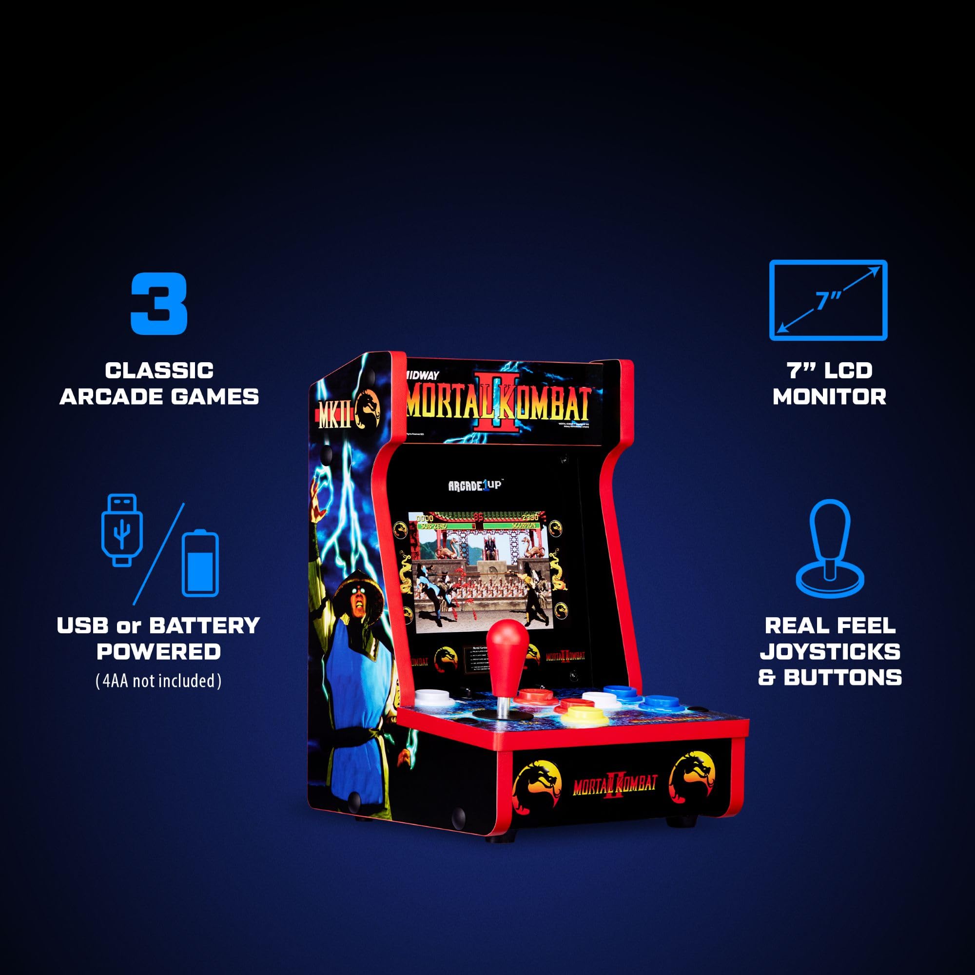 Amazon.com: Arcade1Up Mortal Kombat II Countercade Arcade, 3 Games
