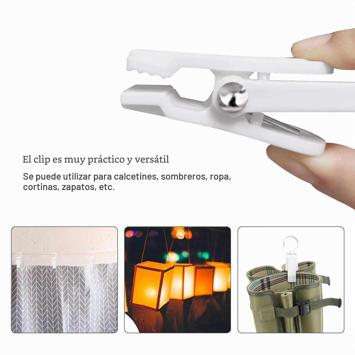 20 Grandes Pinzas Toalla Playa con Gancho,Clips de Plástico Rotación de 360 Grados,Pinza para Ropa,Botas,Sombrero,Cortinas (Blanco)