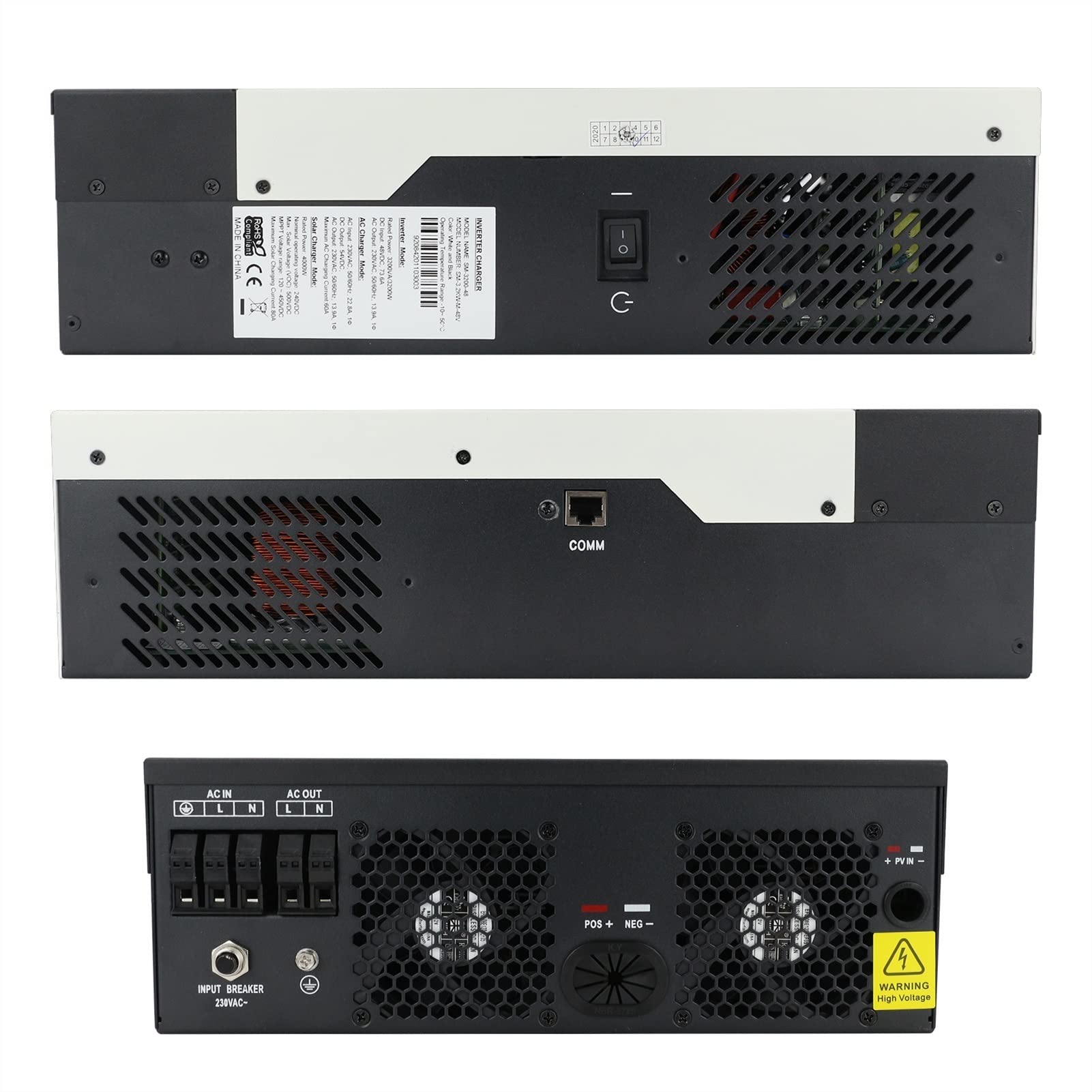 Invertitore Solare, 3200W Ibrido Solar Inverter 2 4V 230 mppt. solare dell'onda del seno puro 8 0A AC. Regolatore di tensione controller carica supporto ricarica for la(SM-3.2KW-WIFI)