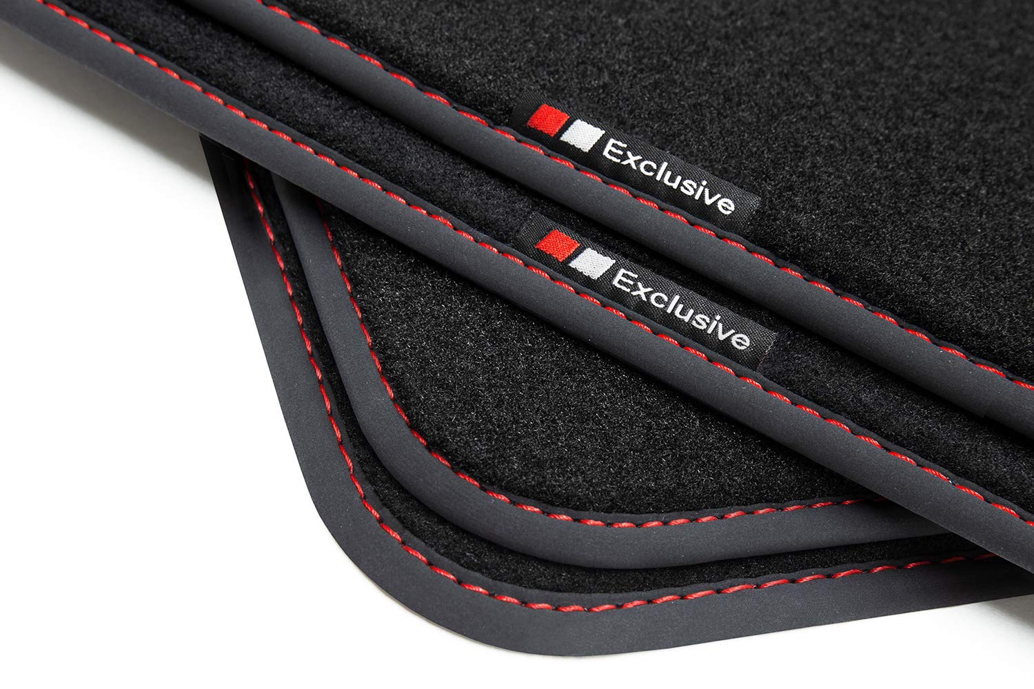 tuning-art BEF814 Vloermatten Exclusive Design voor Opel Zafira Tourer C 2011-2021, Naad:Rood. Deluxe Vloer