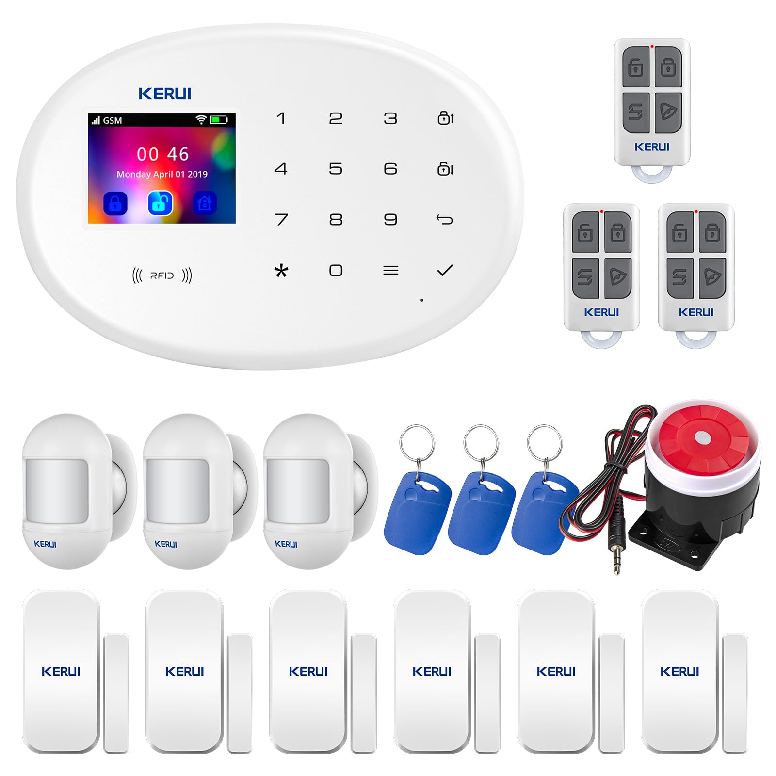 KERUI WiFi Alarmas para Casa Inalámbrico Ring Alarm, 4G Sistema de Alarma Doméstica Antirrobo con Detector de Movimiento, Alarma Puerta, Alerta App, Funciona con Alexa y Google Assistant