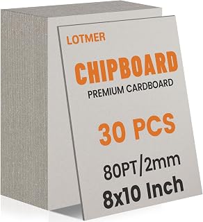 LOTMER 30 Pack 8 x 10 Inch 80PT Chipboard Sheets 2 mm Thick