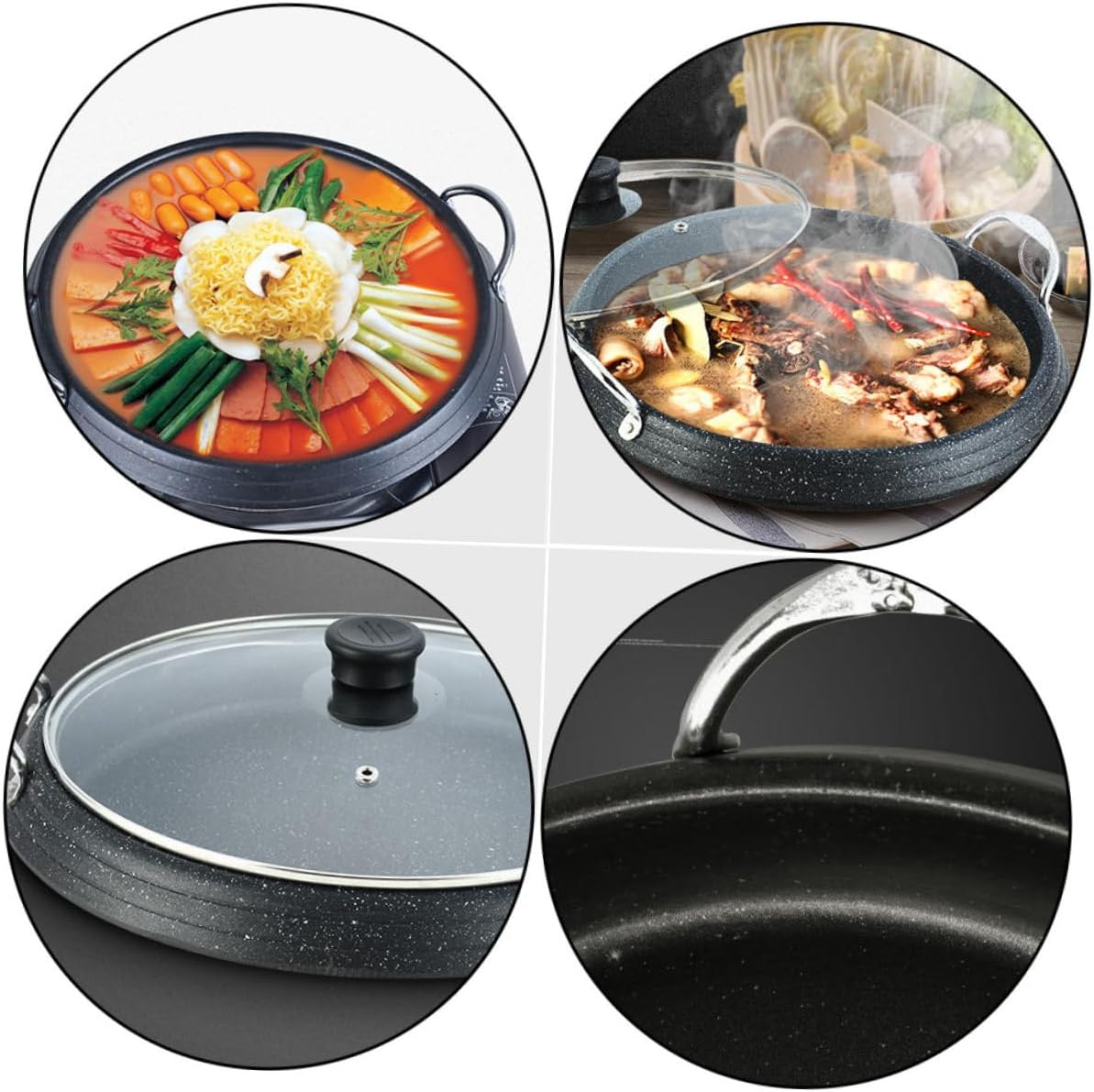 Ciieeo Korean BBQ Grill Pan Round Non-Stick Baking Tray Medical Stone Material Smokeless Design for Home and Outdoor Cooking Compatible Induction and Gas Stoves