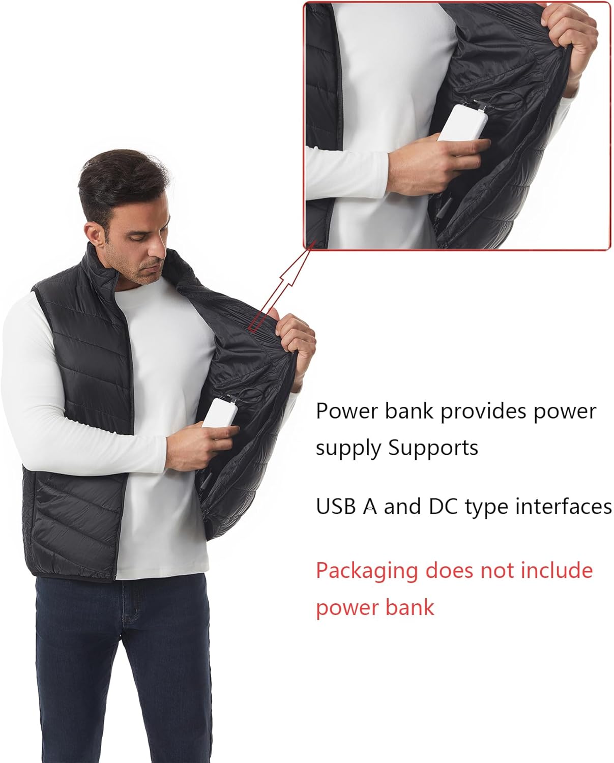 Elektrische Verwarmde Kleding Verwarmde Jas Unisex - , 3 Temperatuurniveaus, Voor Buitenactiviteiten (batterij Niet Inbegrepen) 9 Koolstofvezel Verwarmingszones