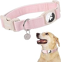 Vista 54 de DOGWONG Collar de perro Airtag de algodón y cáñamo, collar resistente para perros con soporte para Airtag, collares verdes para perros pequeños