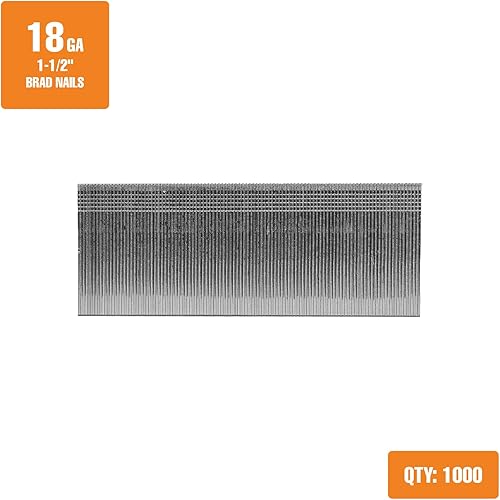 Vista 2 de Freeman Clavos Brad de calibre 18, 1-1/2 pulgadas, galvanizado con pegamento, 1000 unidades – Para recortar, moldear y zócalos, se adapta a