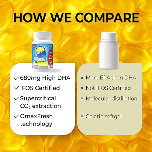 Miniatura 7 de LABO Nutrition OmaxPure DHA Omega 3 Aceite de pescado  Suplemento de ácidos grasos rTG Omega 3 de alta resistencia con DHA y EPA - para cerebro,