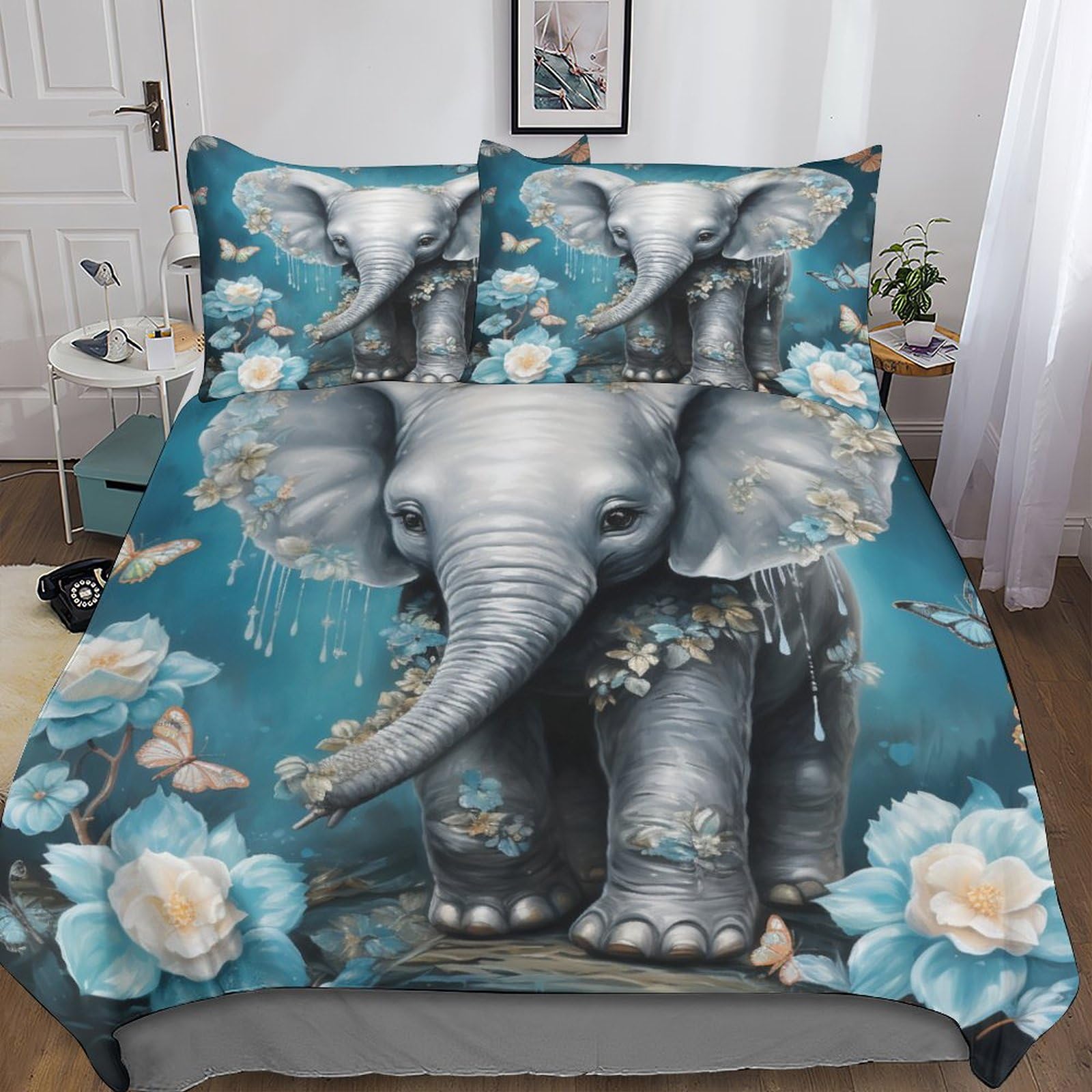 Bettwäsche-Set mit Tiermotiv, 3D-Druck, Bettbezug-Set mit Kissenbezug, Heimtextilien, King-Size-Bett (220 x 240 cm)