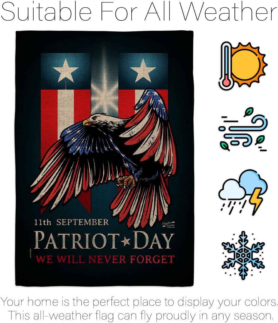 911 Patriot Day Burlap Garden Flag Americana World Planet Peace Environment Awareness United State American House Decoration Banner Small Yard Gift Double-Sided, Made in USA