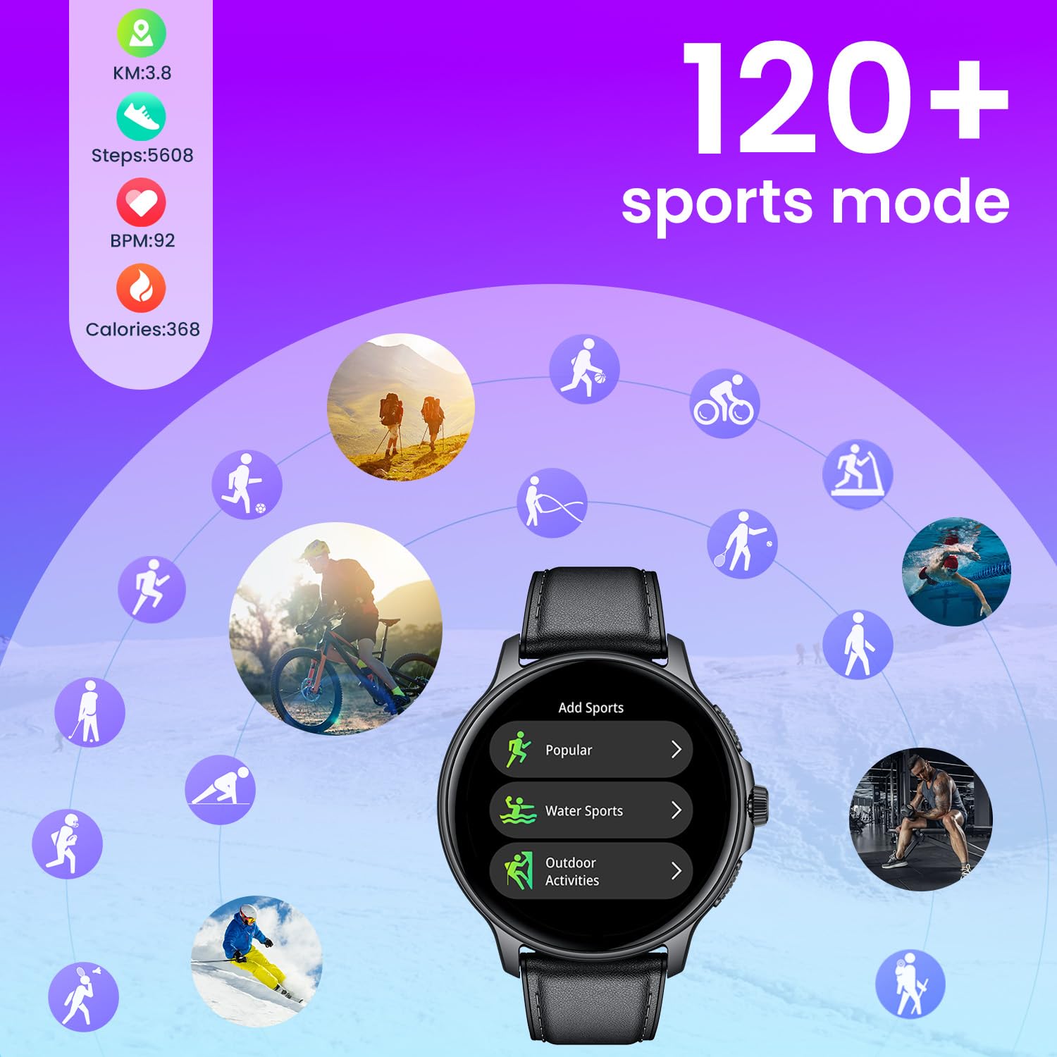 Orologio Smartwatch Uomo Smart Watch: 1.43" Intelligente Orologi con Chiamate Bluetooth Pressione Sanguigna SpO2 100+ modalità Sport IP68 Impermeabile Contapassi Compatibile Tracker per Android e iOS