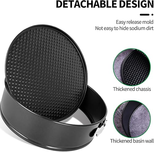 Miniatura 6 de Juego de 3 moldes para tartas de queso antiadherentes de 479 pulgadas con parte inferior extraíble, moldes redondos para hornear a prueba de fugas