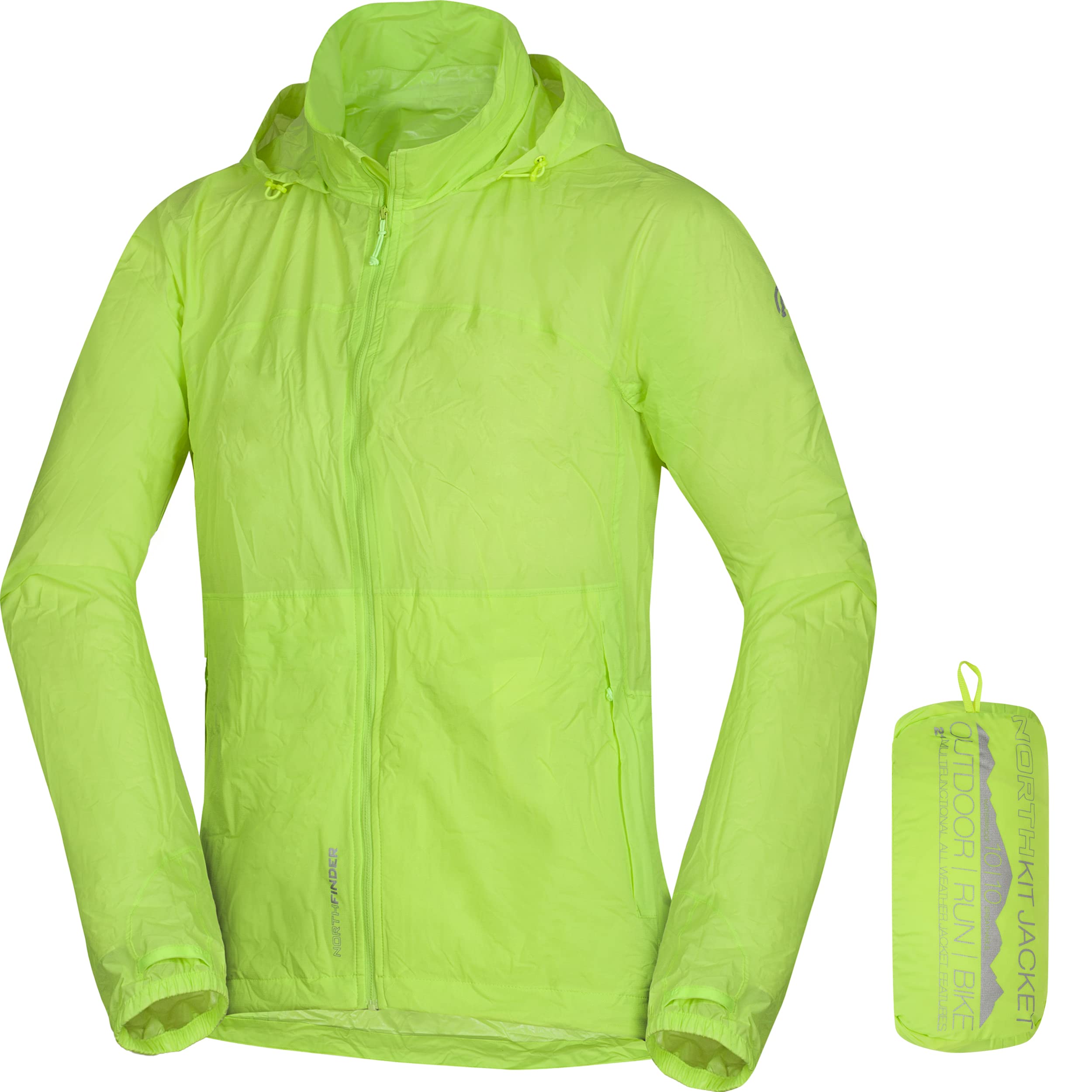 NORTHFINDER Ultraleichte Regenjacke Herren Wasserdicht Atmungsaktiv | Fahrrad Regenjacke Herren Laufjacke Ultraleicht | Windjacke Regenjacke Zusammenfaltbar | Packable Rain Jacket