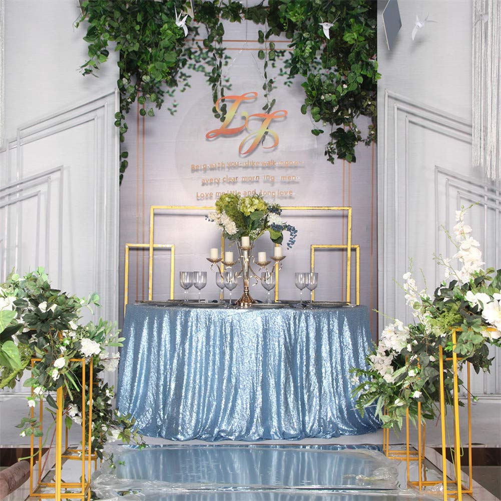 Eternal Beauty Baby Blue 120" Round Sequin Tablecloth- Sparkly Sequin Overlay for Wedding Party/Dessert Table/Christmas Decoration(120-Inch, Baby Blue)