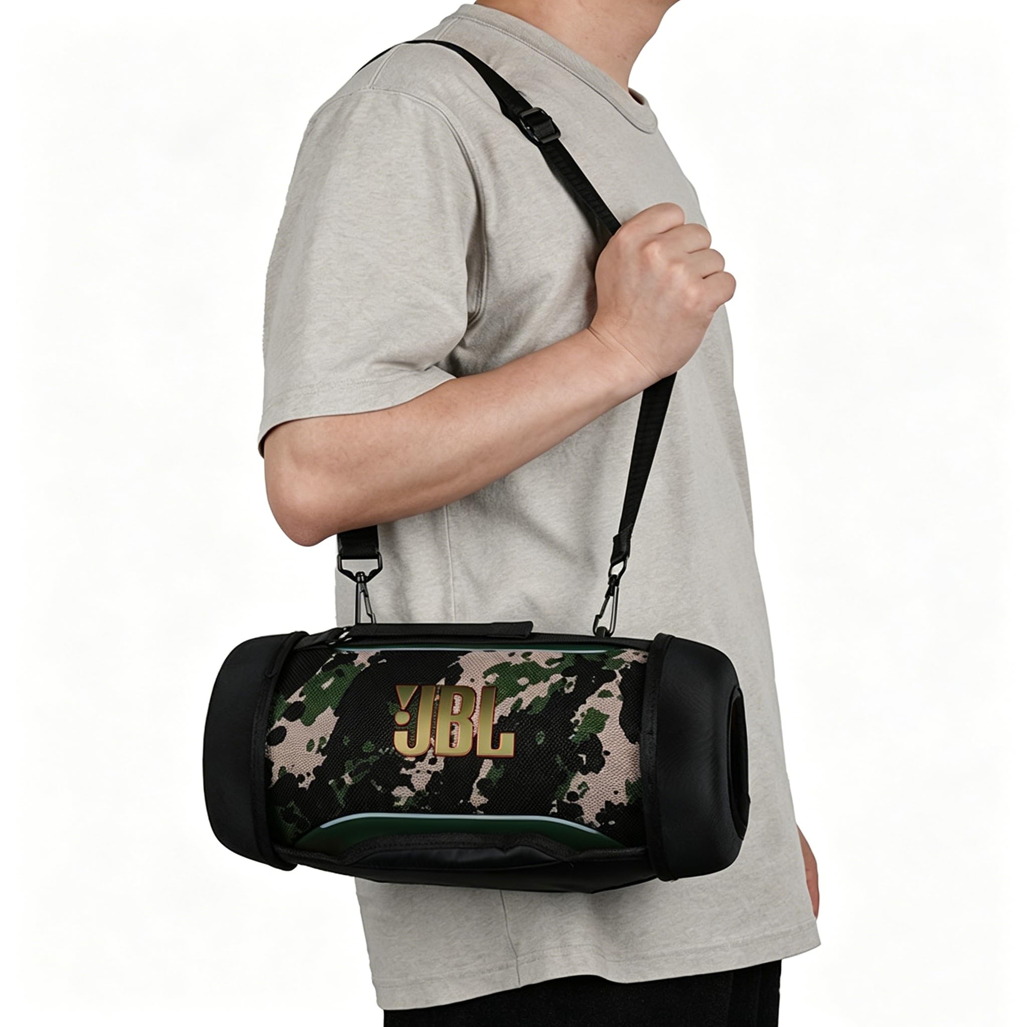 Funda Protectora con Correa de Hombro para JBL Xtreme 5, Exterior Portátil Transparente al Sonido Bolsa de Malla Estuche de Almacenamiento (Negro)