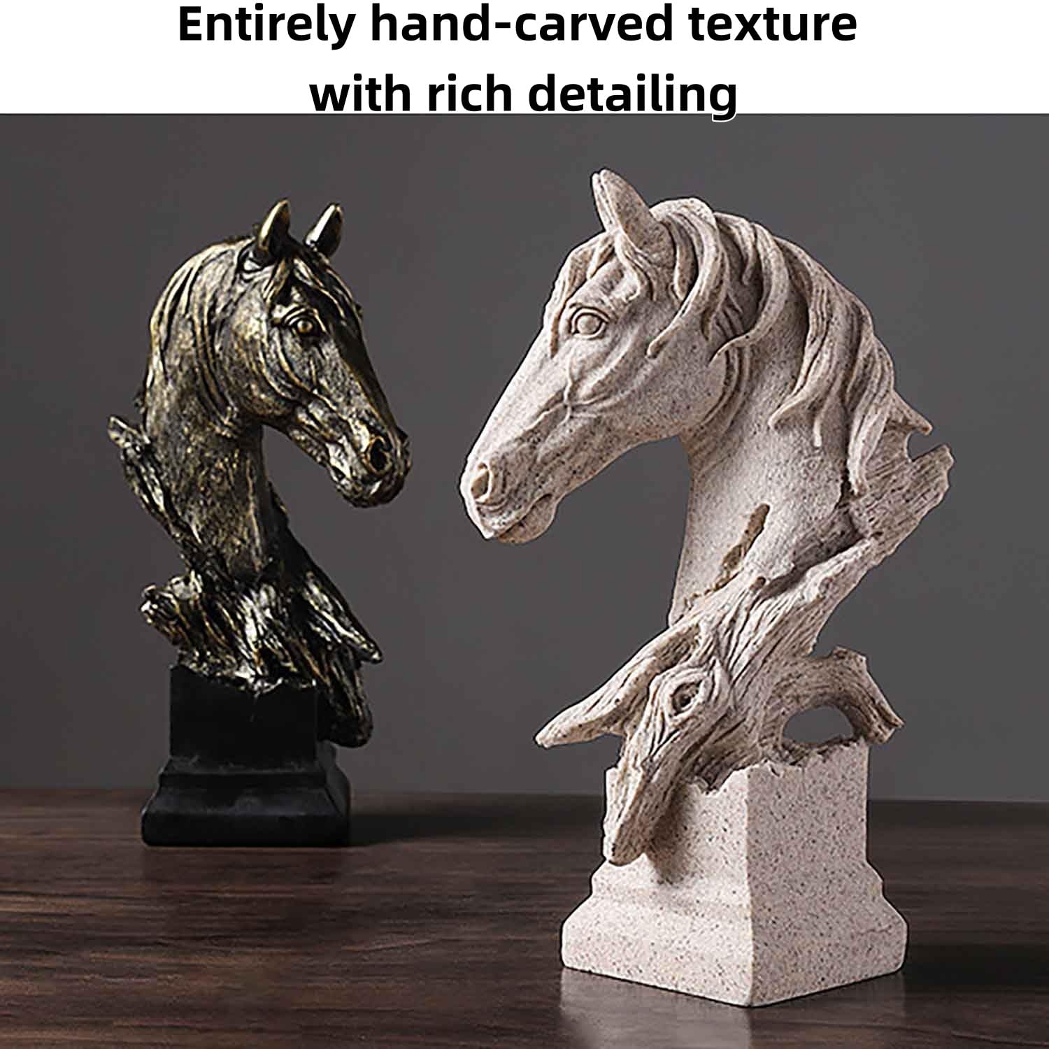 Retro Horse Head Statue 11.6" Animal Horses Head Bust Creative Art Ornament,Black,L