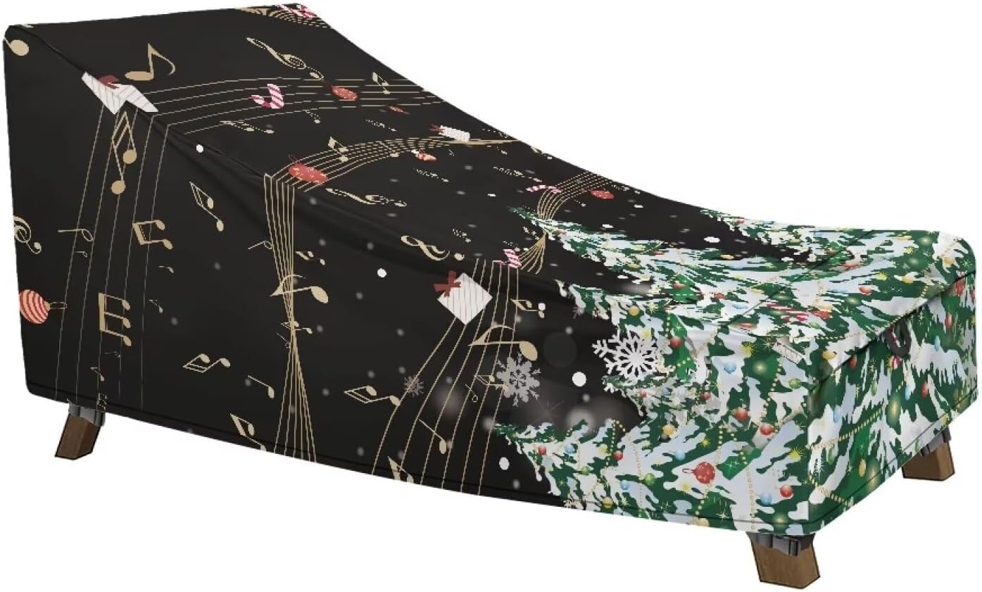 Christmas Snow Cat Patio Lounge Chair Covers Waterproof Universal Outdoor Chaise Lounge Covers Anti Slip Washable Outdoor Chaise Cover with Buckle Tape Christmas Decor 64"Lx30"Wx30"H