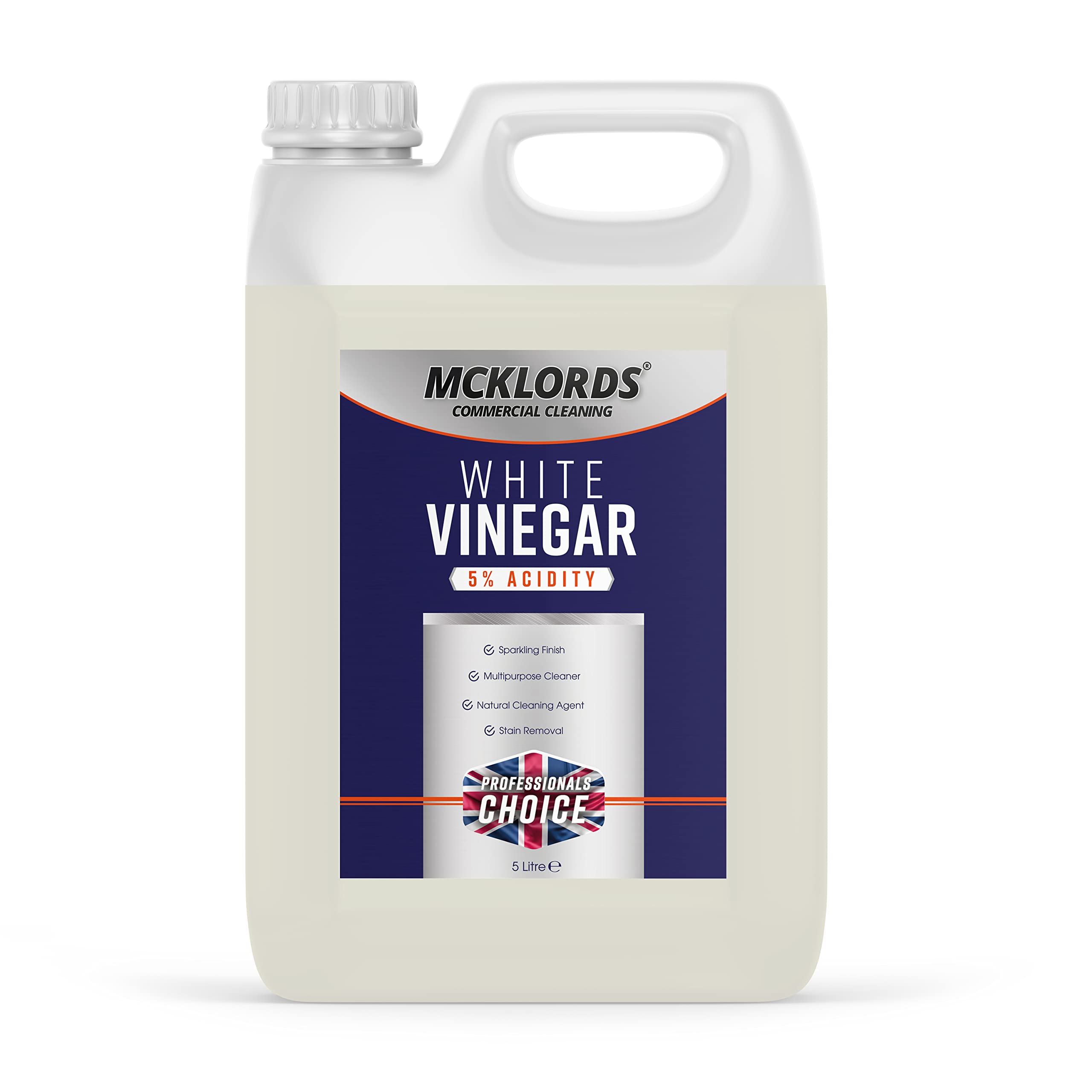 McKLords Commercial - White Vinegar - 5% Acidity | Multi Surface Cleaner - 5 Litre