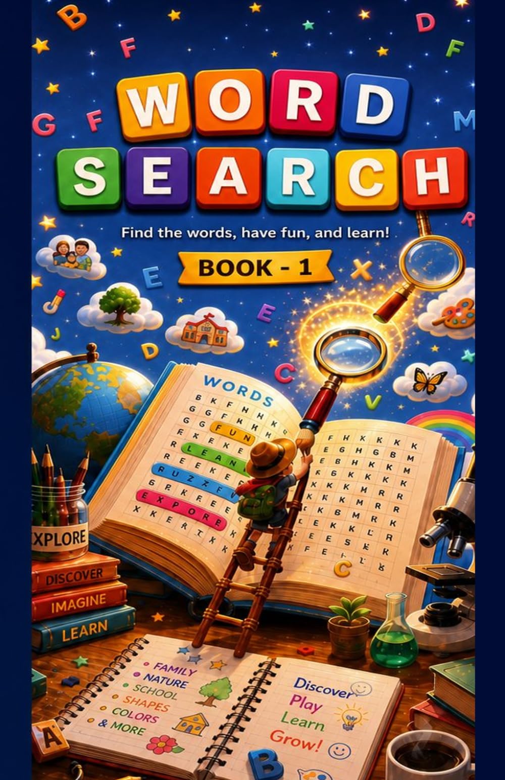 Word Search Explorer: Book 1: 55 Fun Puzzles for Beginners — Family, Nature, School, Animals, Colors & More (WORD SEARCH EXPLORER SERIES)