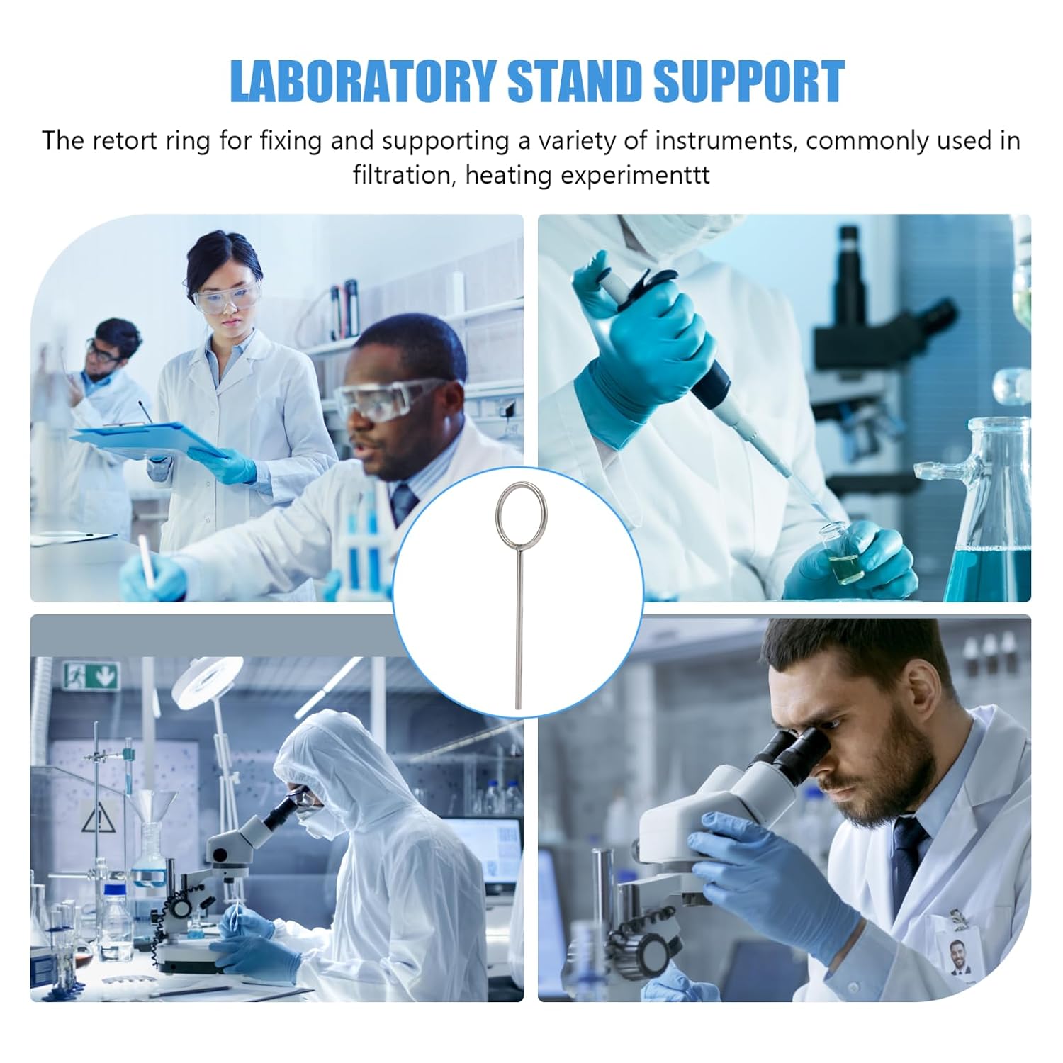 Stainless Steel Laboratory Retort Clamp Closed Holder Ring for Test Tube Holder and Beaker Stand Experimental Support for Biology and Chemistry Labs