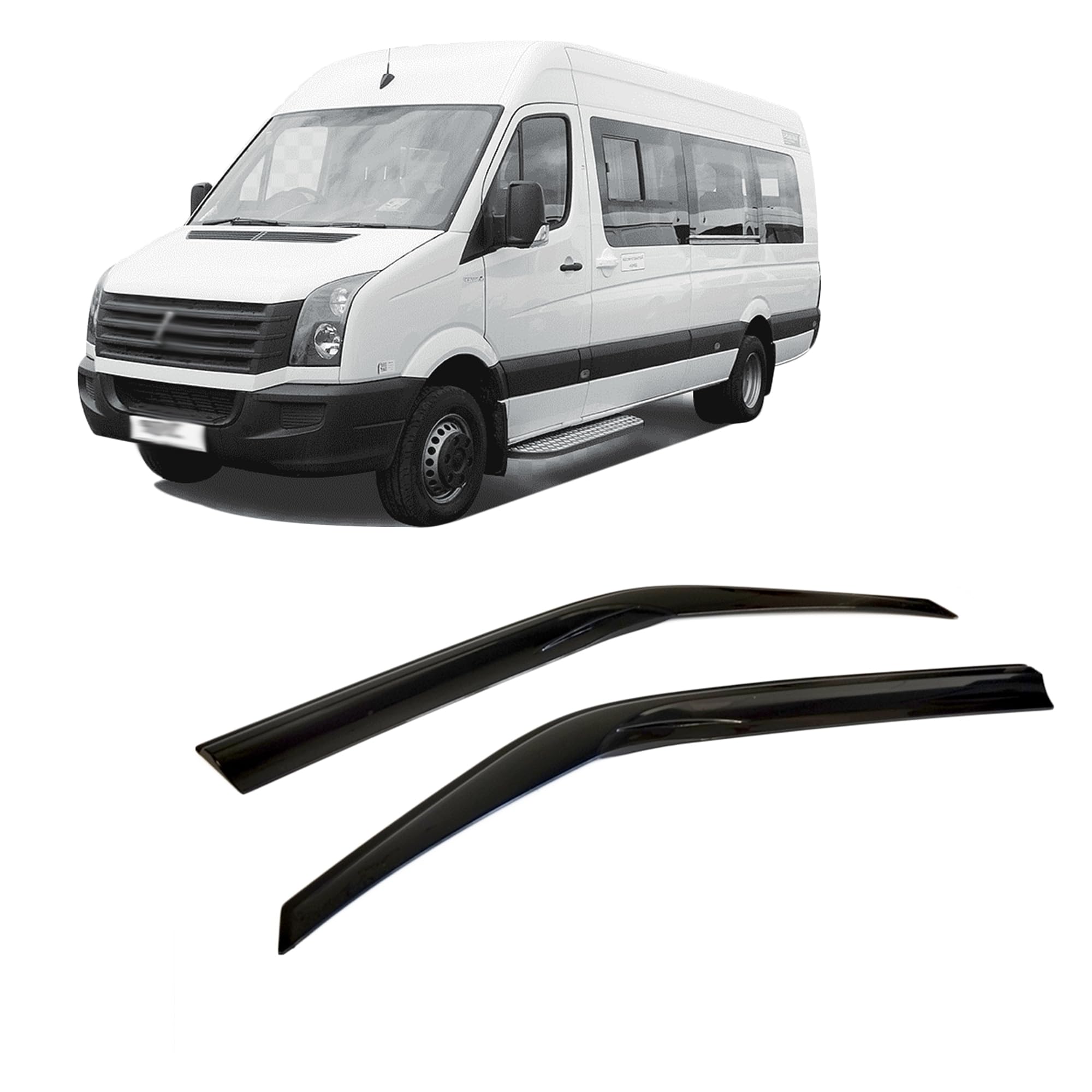 Windabweiser Für VW Crafter 2008-2017 - 2-tlg. Set Schwarz
