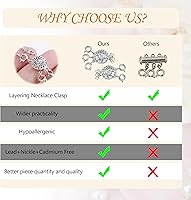 Vista 4 de ASH'S CHOICE Juego de 2 cierres para collares, oro y plata de 14 quilates, sin enredos, conector separador de collares, cierres para hacer pulseras