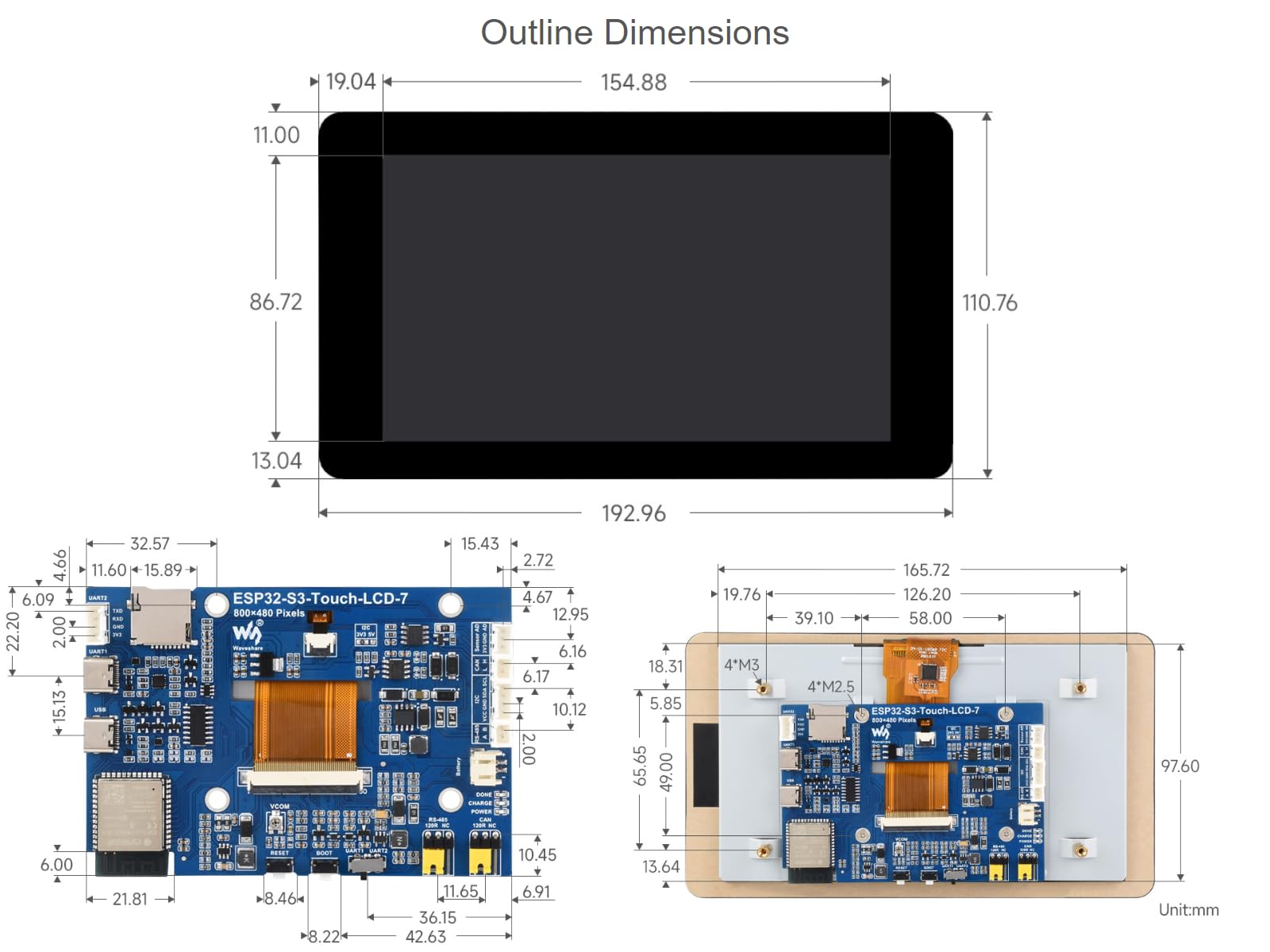 Waveshare ESP32-S3 7inch Capacitive Touch Display Development Board,ESP32 with 800×480 Resolution 65k RGB 7 Inch LCD Screen,5-Point Touch,Supports WiFi & Bluetooth
