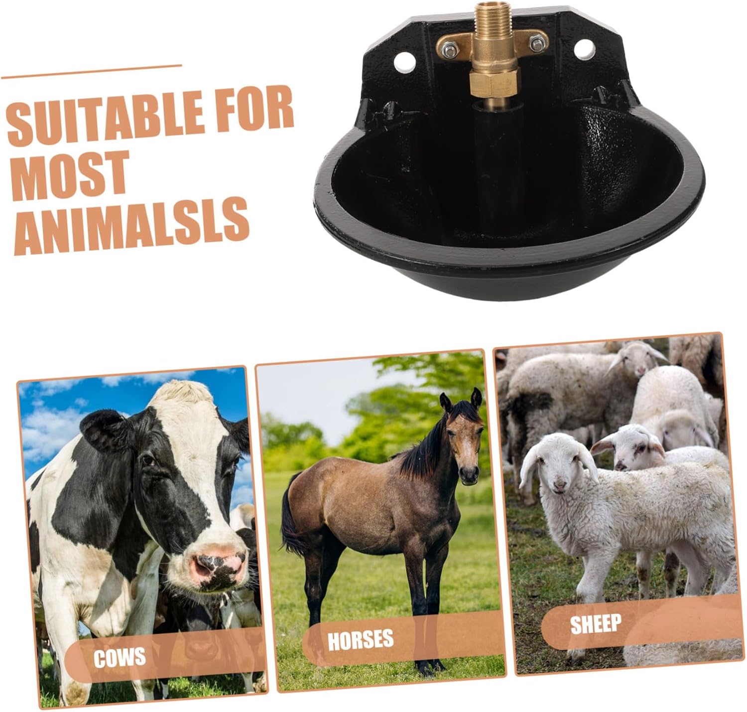 Milisten Automatic Cow Waterer Bowl Large-Capacity Cast Iron Livestock Feeder Float Valve for Efficient Farm Use for Sheep Horses Goats and Pigs