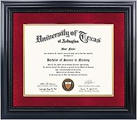 Vista 21 de GMFrames Marco para diploma de 8.5x11 con tapete o para mostrar certificados de 11x14 sin tapete, madera maciza, acabado en cerezo con intrincado