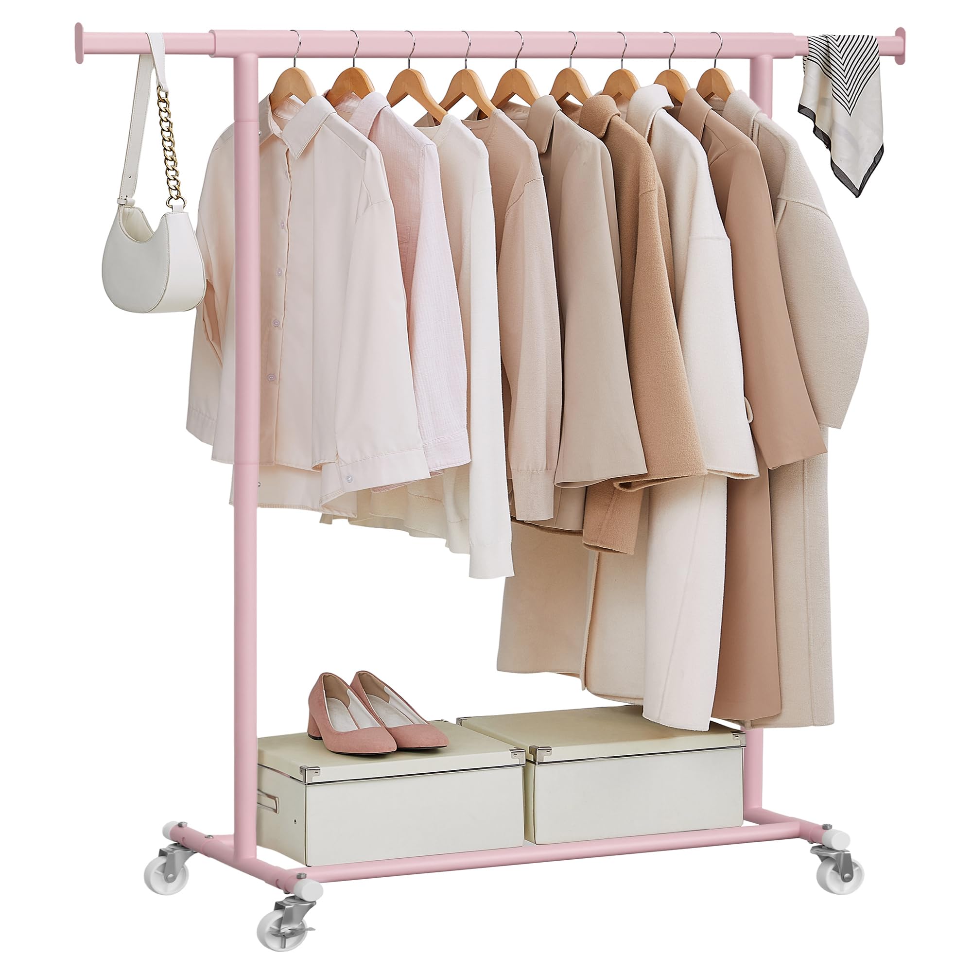 SONGMICS Burro Ropa con Ruedas, Perchero Burro Extensible con Carga Pesada, Capacidad de Carga Máx. de 150 kg, 45 x (160-200) x 161,5 cm, Fácil de Montar, Portátil, Negro HSR175B01 — view 12