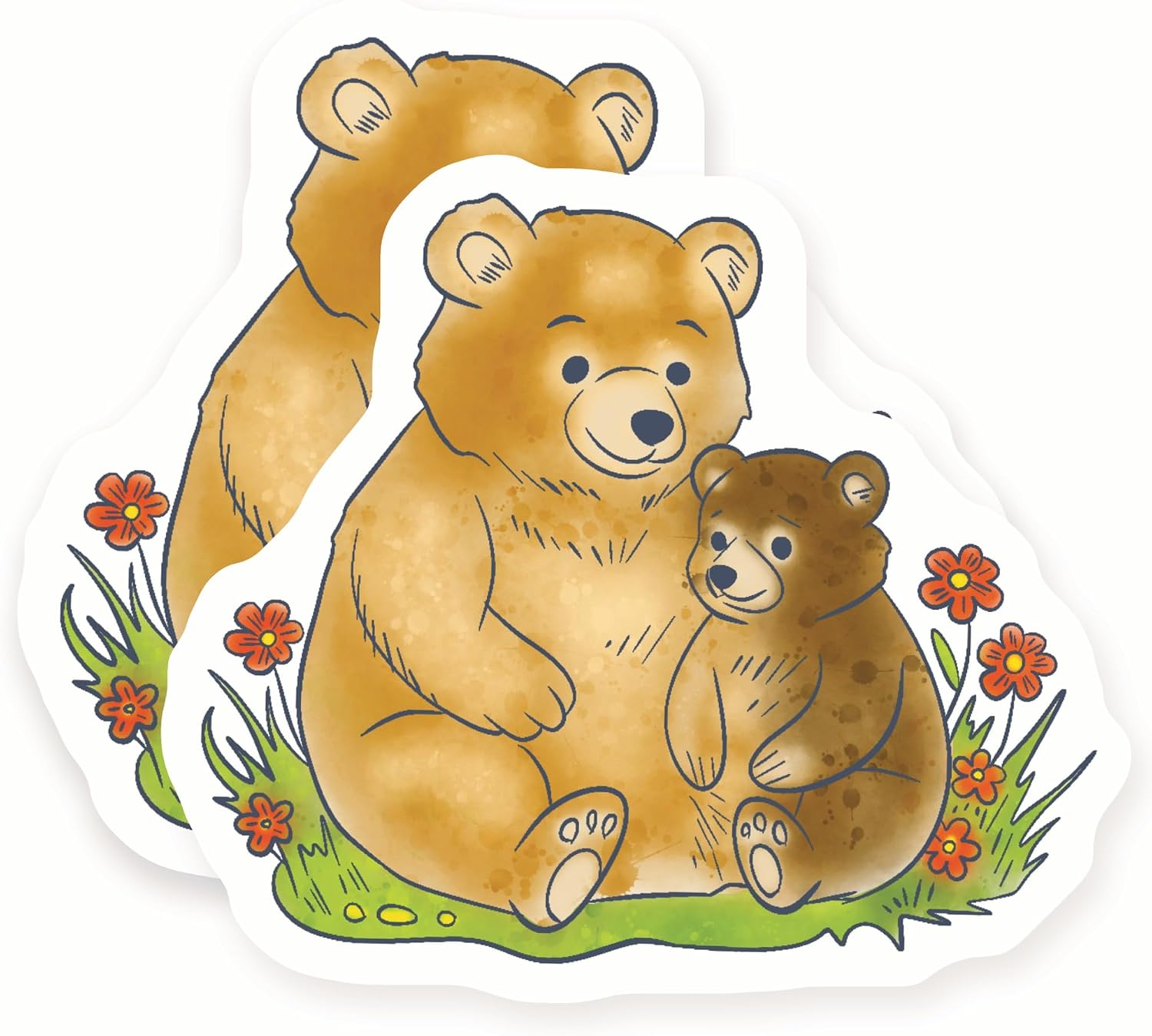 Mama Bear Baby Bear Magnets - Woodland Animals Decor - Cute Nursery Art - 2 Pack - 5" Design - Sticks to Fridges, Lockers, Toolboxes & More - Made in USA - AQM21436