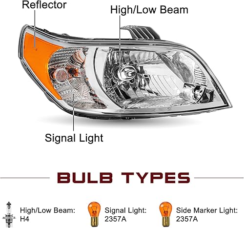 Miniatura 2 de JSBOYAT Conjunto de faros delanteros para Chevy Aveo5 2009-2011 de 4 puertas Hatchback estilo halógeno de carcasa cromada, par de carcasa cromada,
