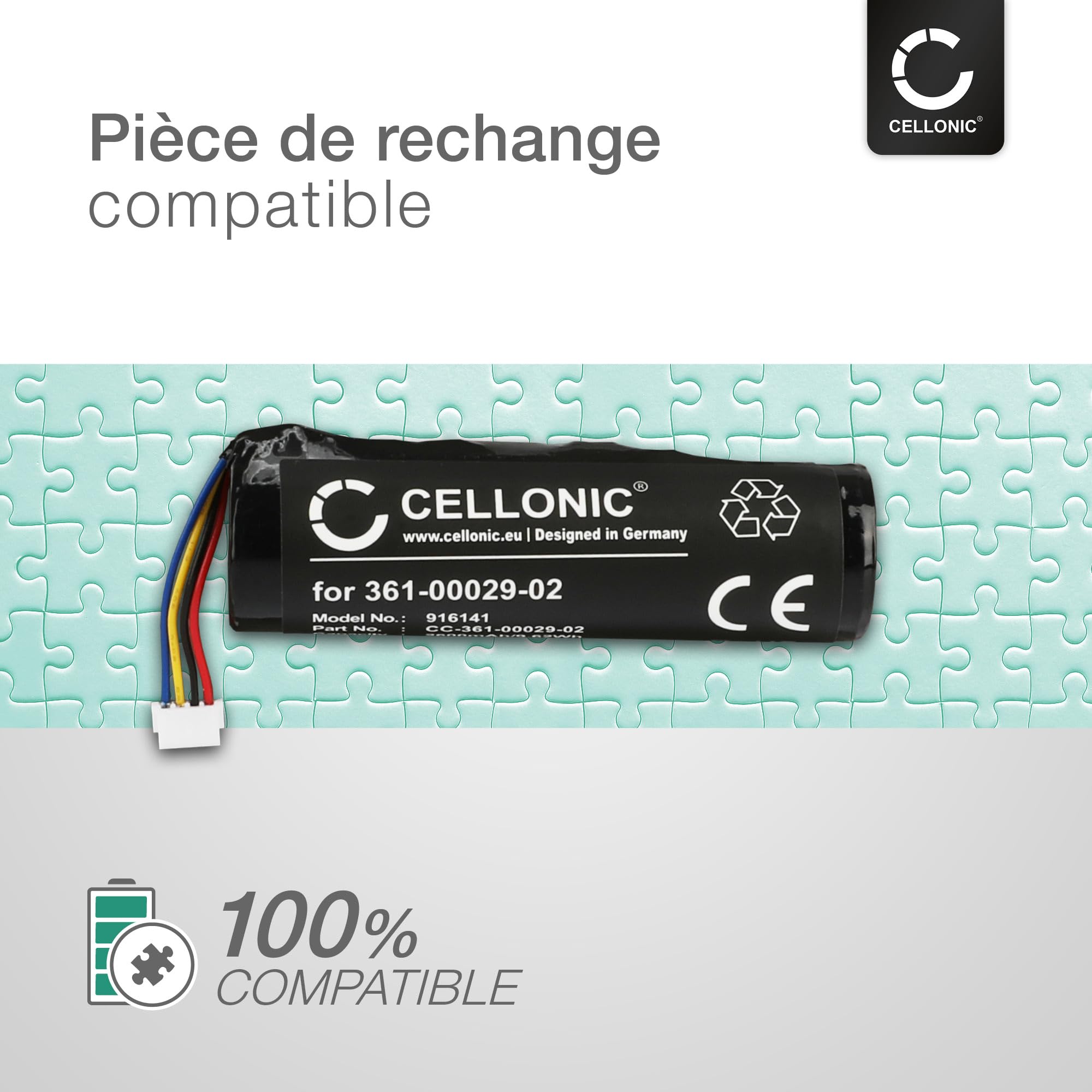 CELLONIC 1x Batterie Compatible avec Garmin Alpha 100, Astro 320 | 1x, (2600mAh, 3.7V, Lithium Ion), Colliers pour animaux Batterie pour Garmin TT15, DC50 Dog Tracking Collar, 361-00029-02