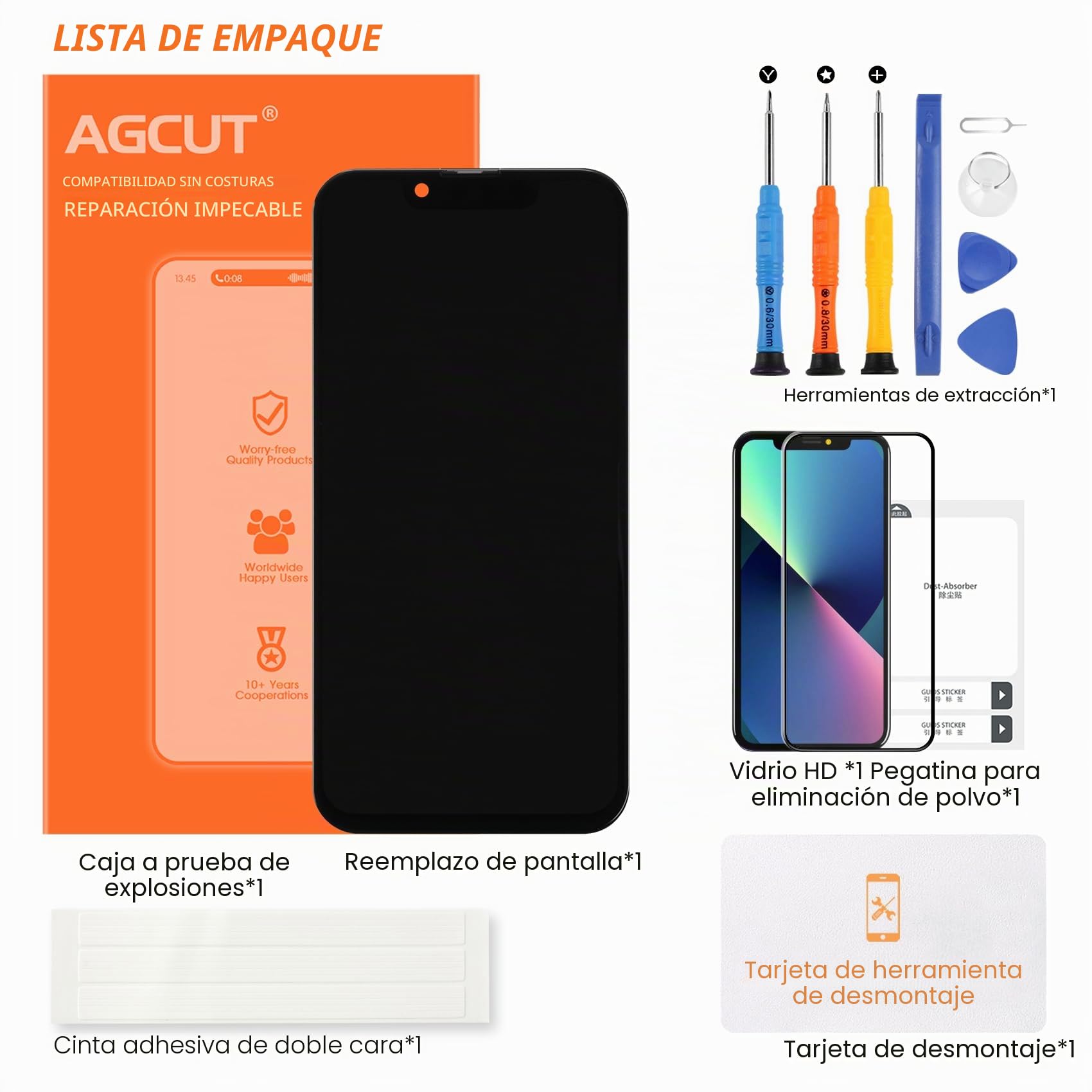 AGCUT Pantalla LCD de repuesto para iPhone 13 Mini 3D Touch para iPhone 13 Mini A2481 A2626 A2629 A2630 A2628 5,4 pulgadas LCD pantalla táctil digitalizador montaje + herramientas, color negro