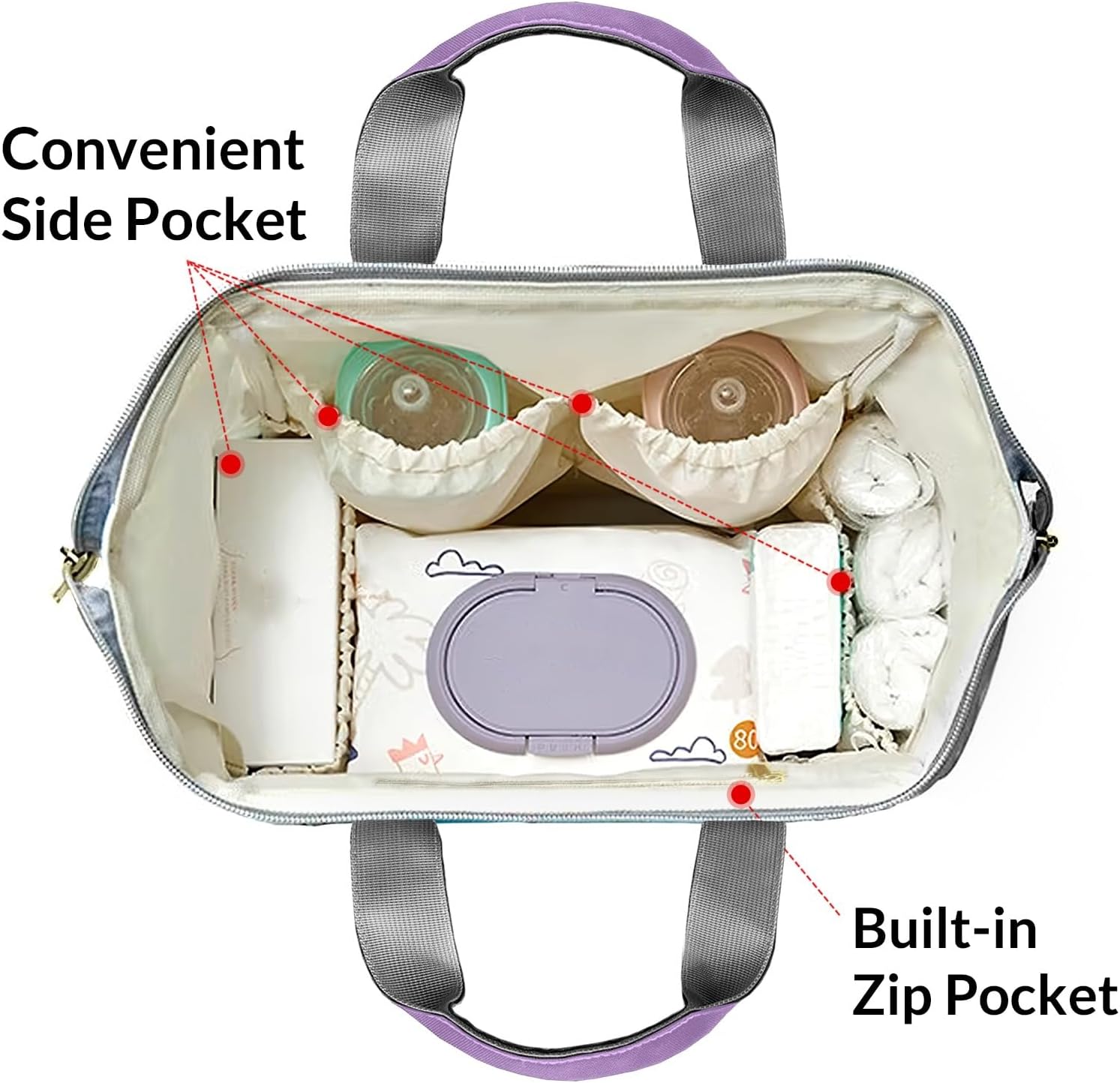 Personalized Diaper Bag Violet Flower Fairy Nursing Baby Bags Nappy Bag with Name Casual Travel Nappy Backpack with Thermal Pockets Customized