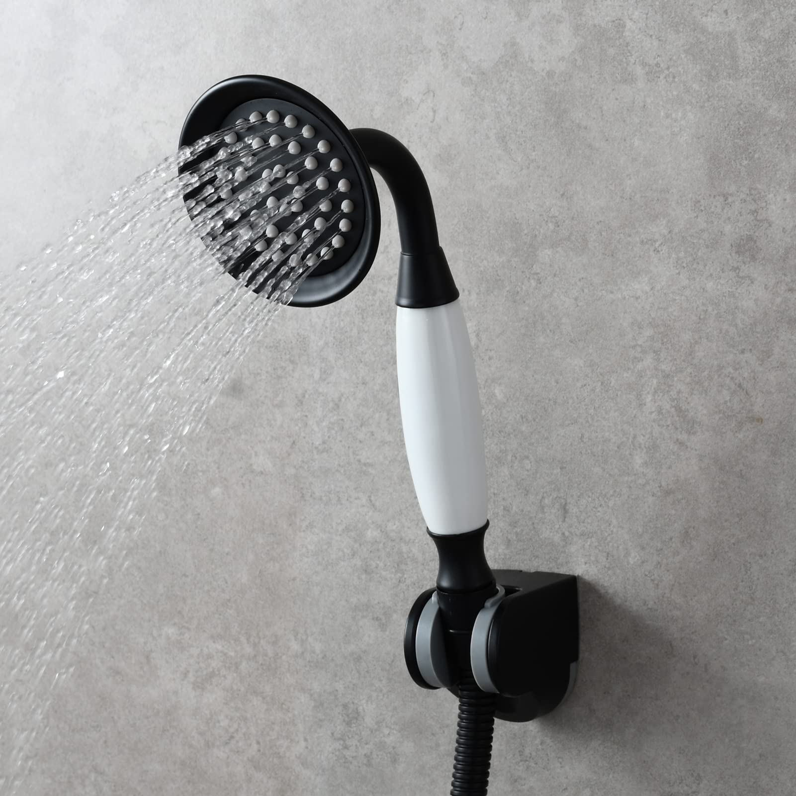 Tecmolog Set de Douche Noir Pommeau de Douche Rétro en Laiton avec Flexible et Support Mural, BS126BF